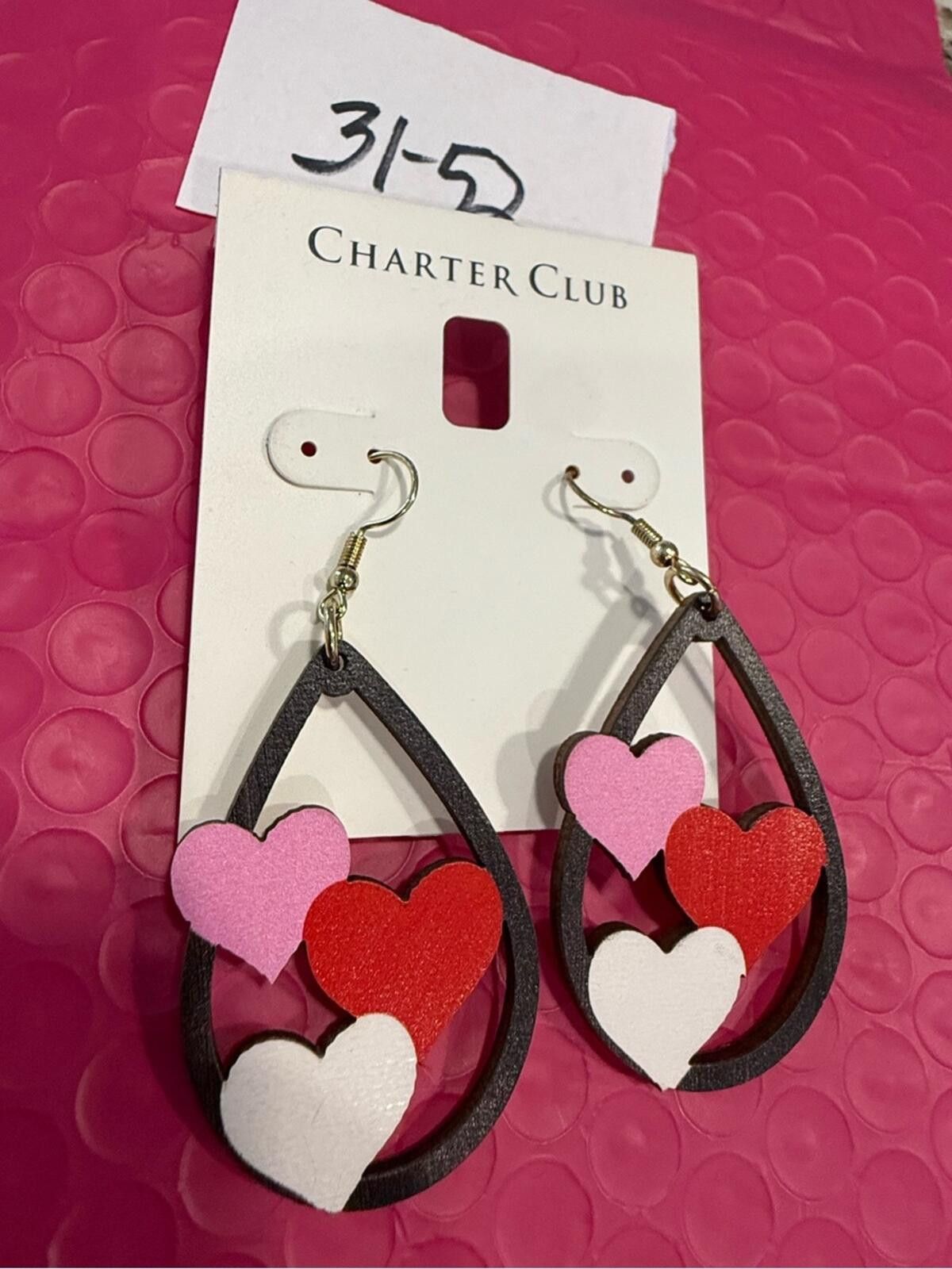 Charter Club Charter Club dangle heart earring lightweight wood colorful Size ONE SIZE - 5 Thumbnail