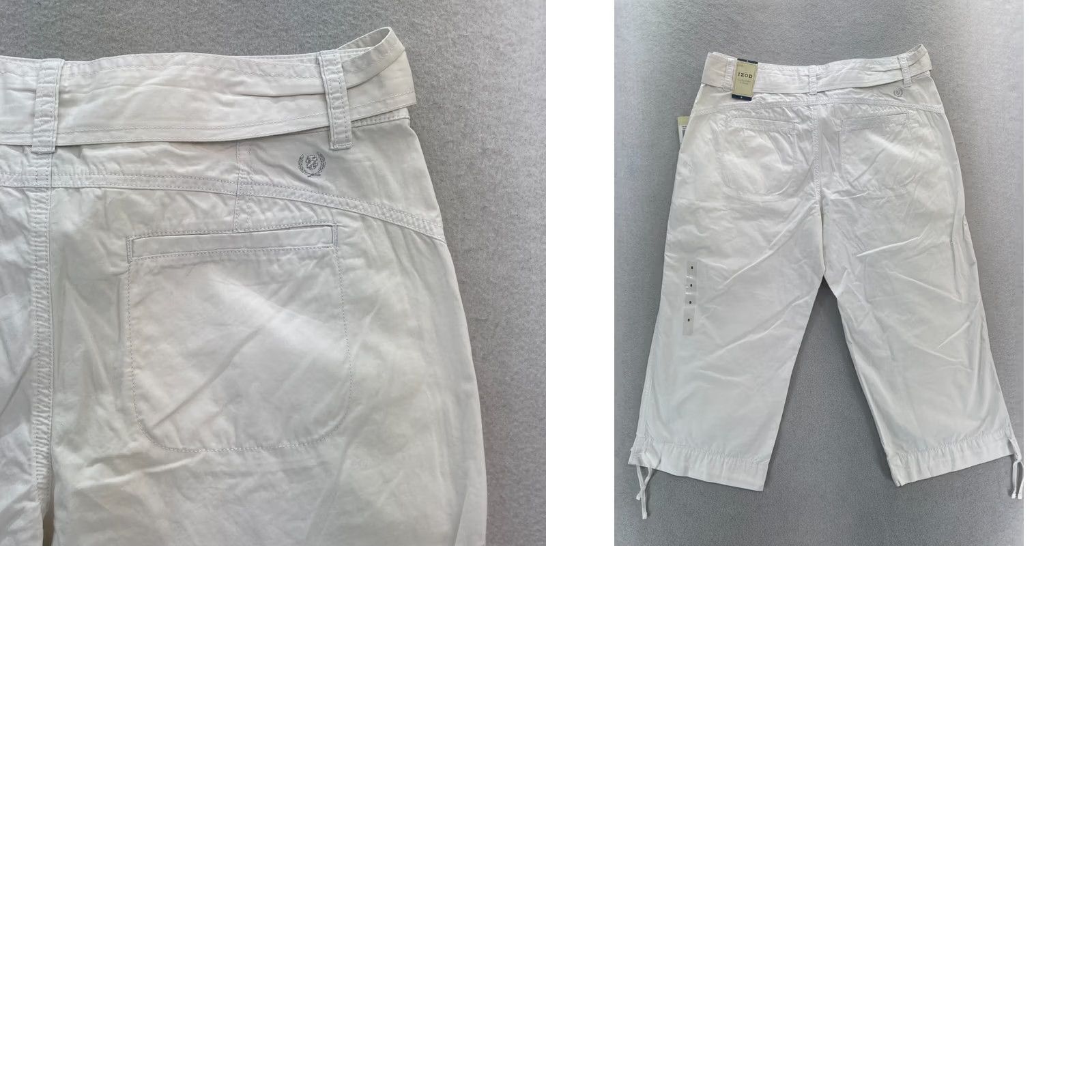 Izod IZOD Capri Pants Women's 8 White Belted Patch Pockets Travel Casual NWT Pants Size 30" / US 8 / IT 44 - 9 Thumbnail