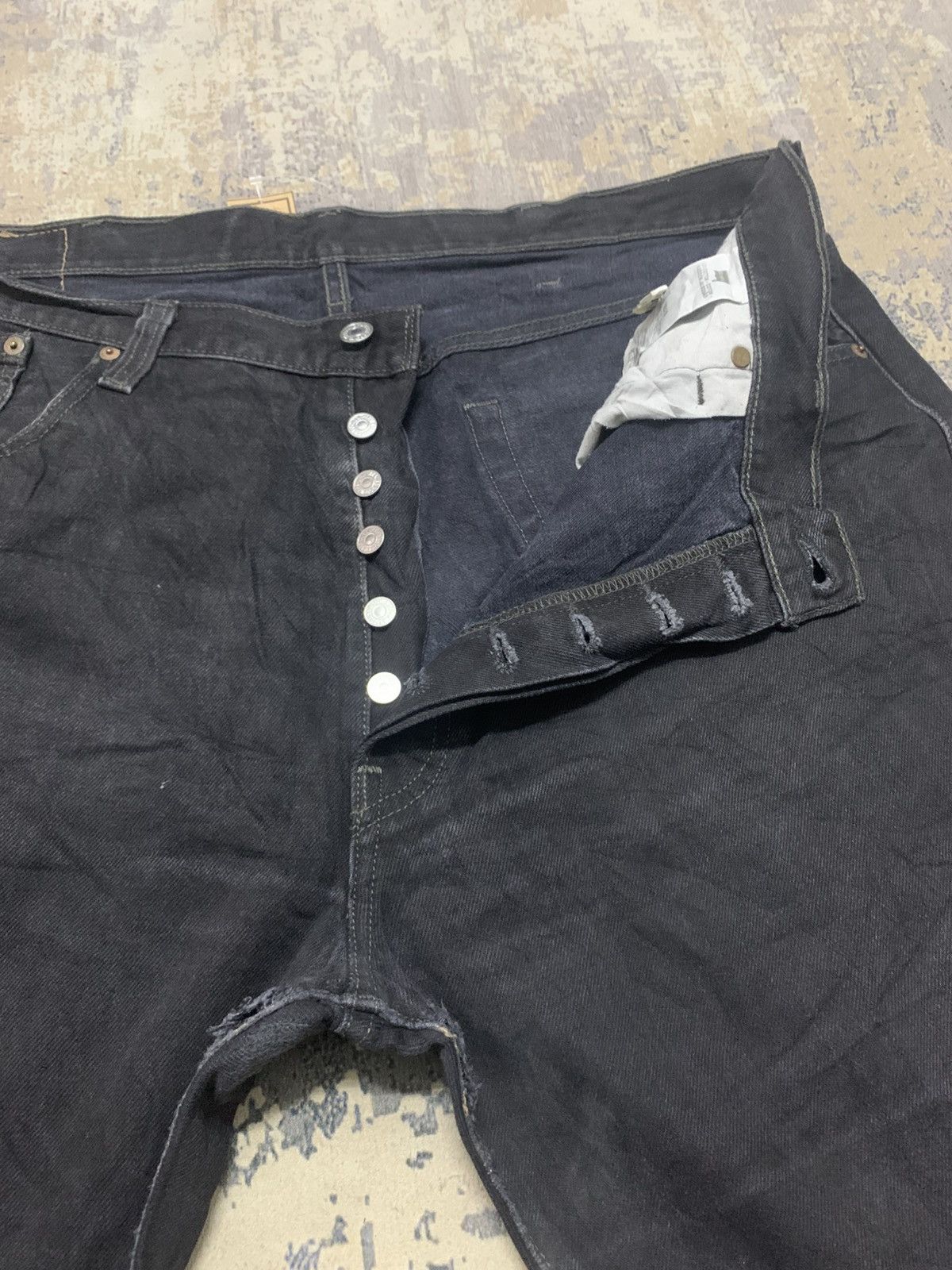 Levi's Size 40x31.5 Vintage 90s Levi's 501 Super Black Jeans Size US 40 / EU 56 - 4 Thumbnail