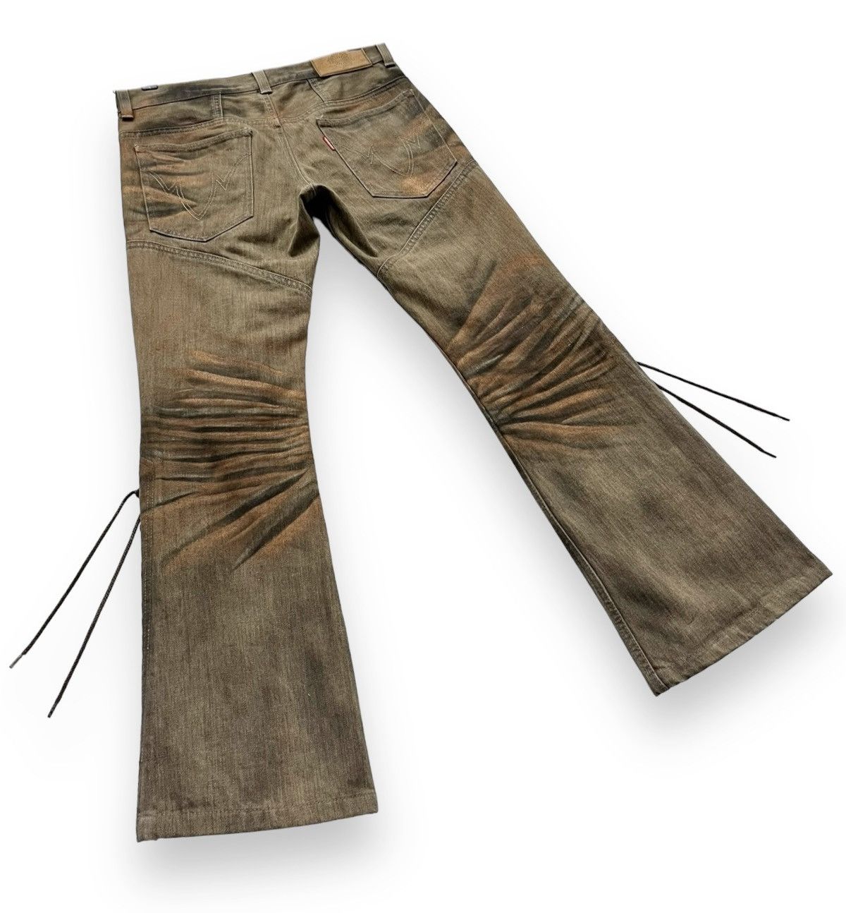 Tornado Mart 🔥TORNADO MART Smoke Brown Gold Dust Whisker Laced Leg Flare Size US 28 / EU 44 - 7 Thumbnail