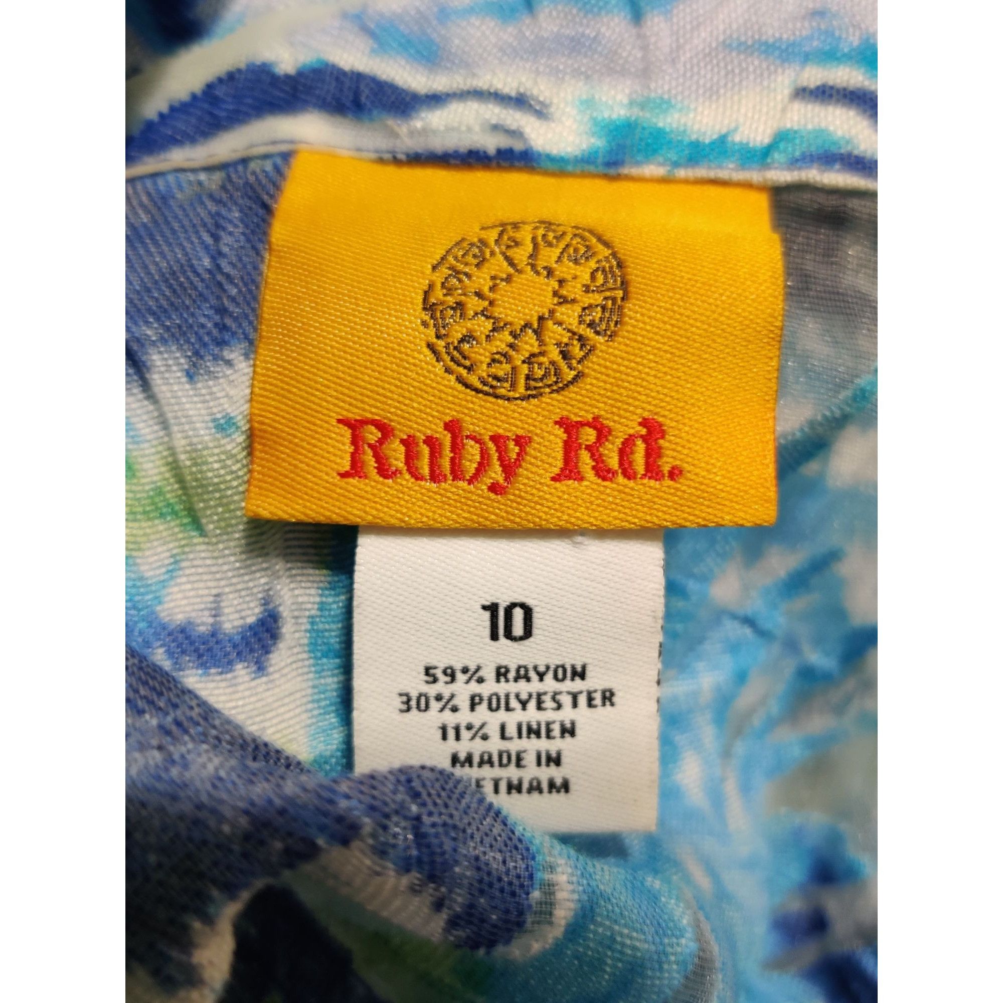 Other Ruby Rd 10 Womens Blue Green Blouse Tropical Button Front Se Size L / US 10 / IT 46 - 7 Thumbnail