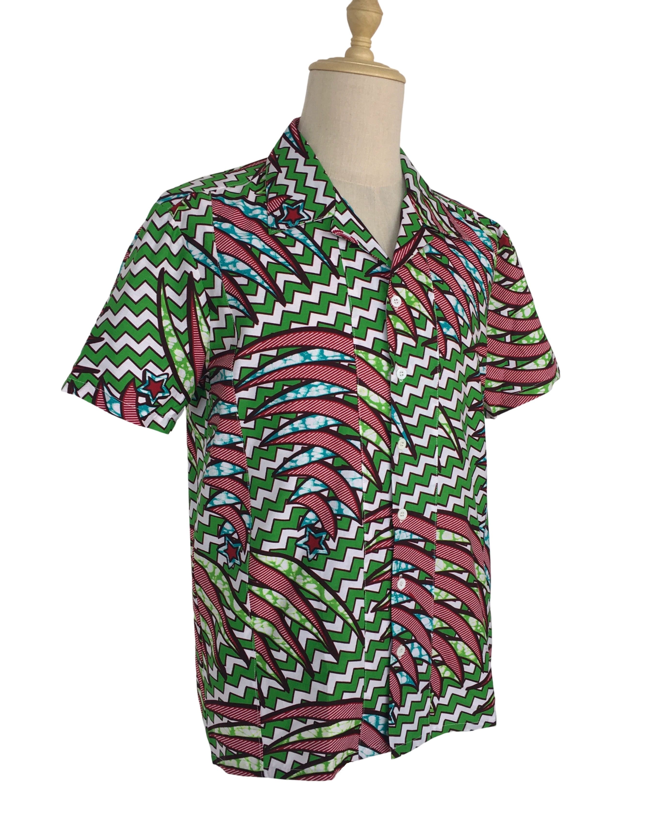 Other African Wax Print Men Shirt Short Sleeves Summer Size US XL / EU 56 / 4 - 2 Thumbnail
