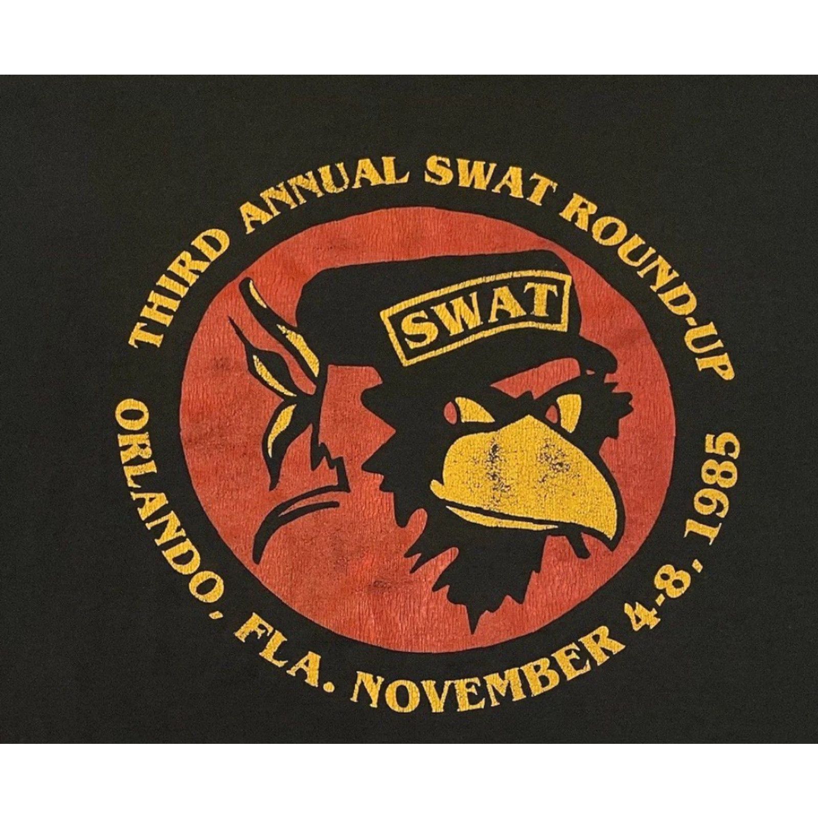 Vintage VINTAGE 80s SWAT Team Round Up Faded Shirt L Black Single Stitch Graphic Tee Mens Size US L / EU 52-54 / 3 - 2 Thumbnail