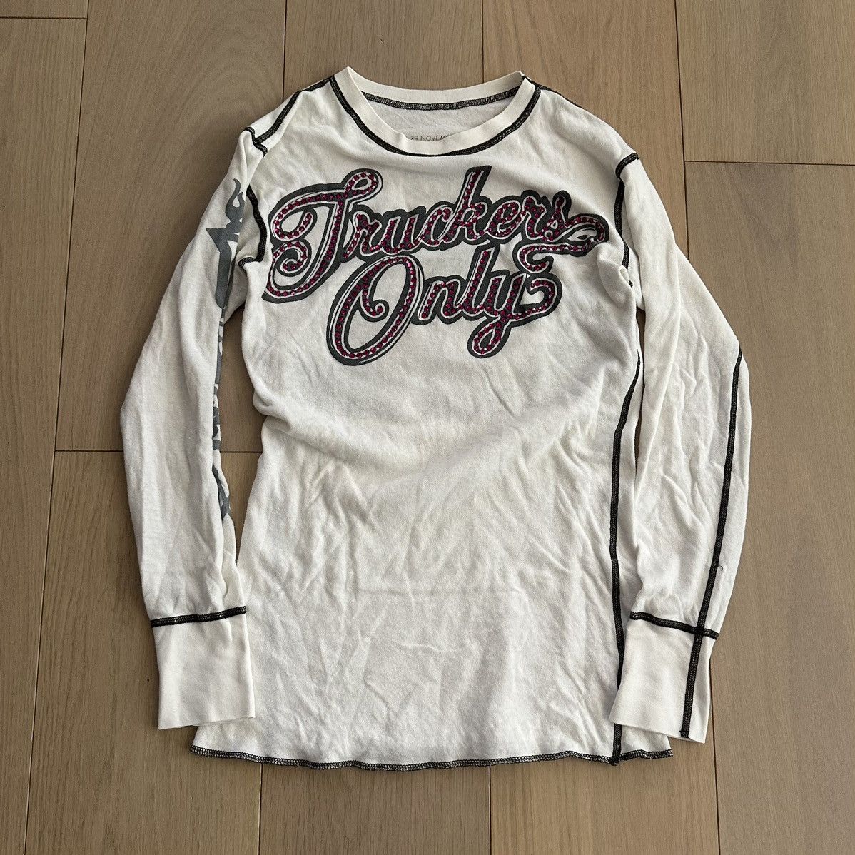 2000s ‘Truckers Only’ Jewel Embellished Long Sleeve Shirt