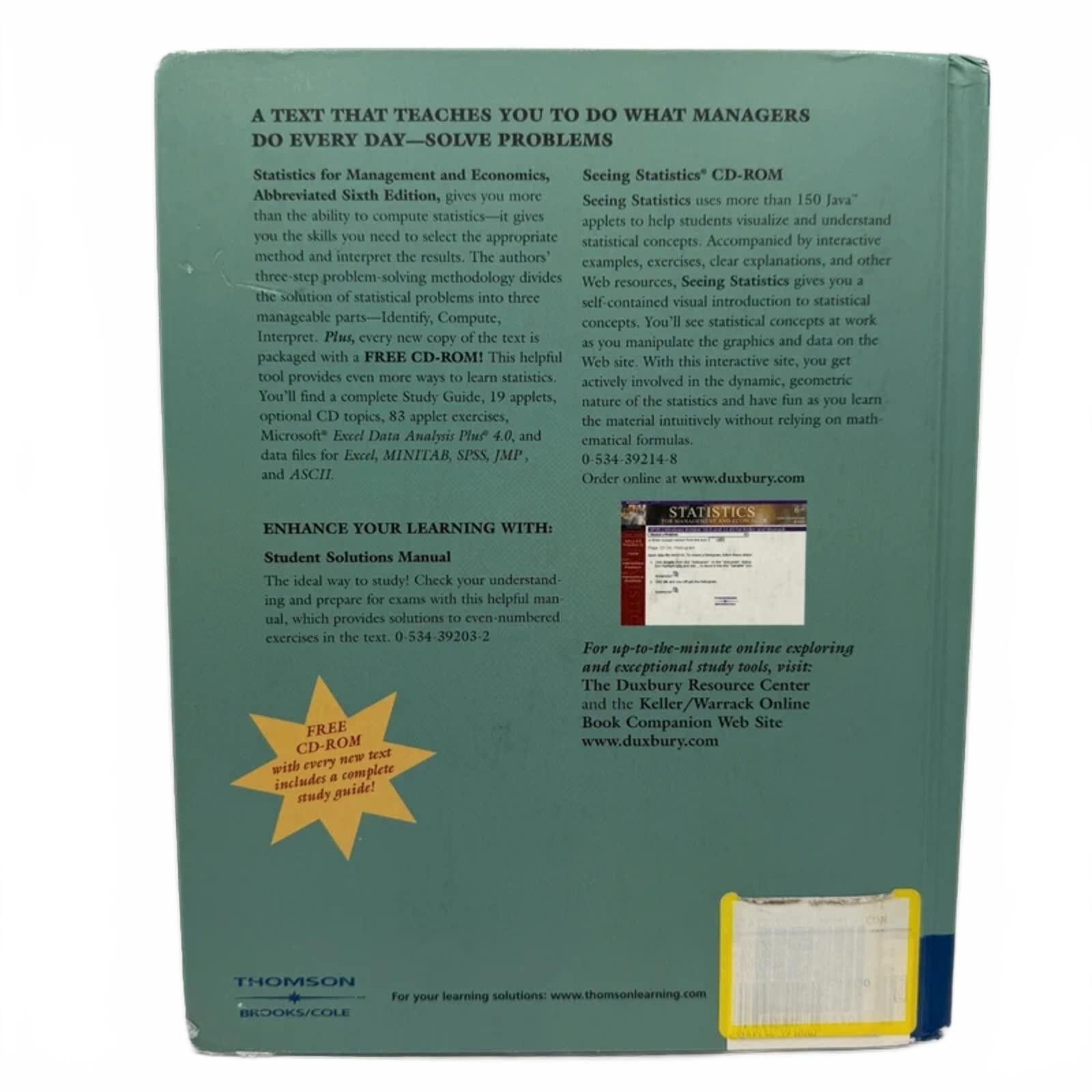 Other Statistics for Management and Economics - Hardcover Size ONE SIZE - 2 Thumbnail