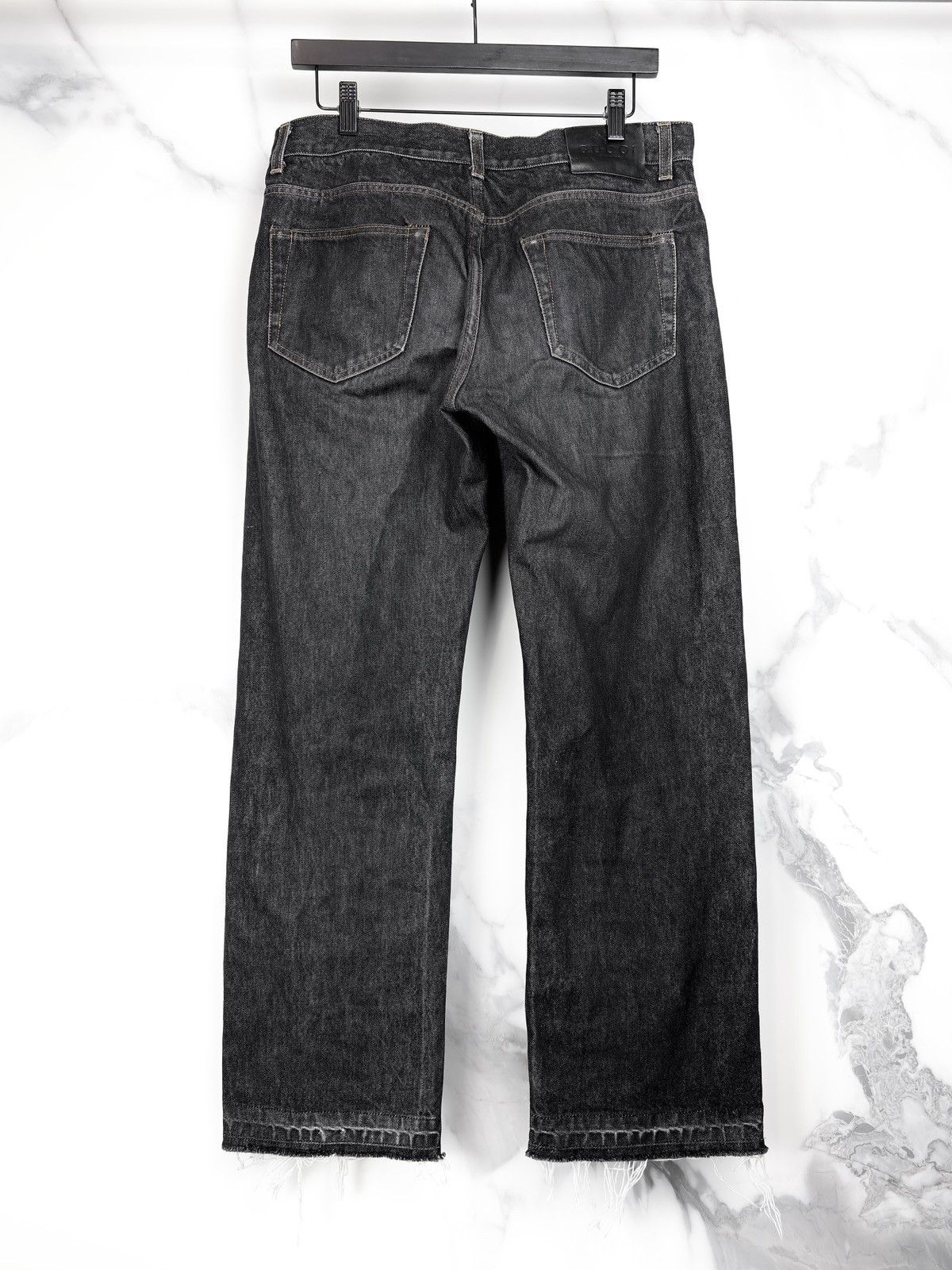 Gucci Gucci Tom Ford Vintage Leather Patch Raw Hem Denim Jeans Size US 32 / EU 48 - 2 Thumbnail