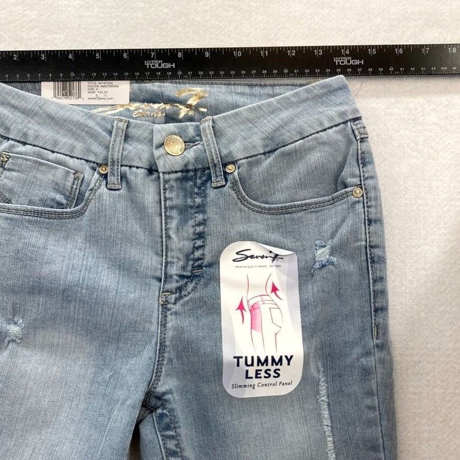 Vintage Seven7 Jeans Women's 4 Tummyless High Rise Skinny Light Wash Denim Jeans Size 27" / US 4 / IT 40 - 7 Thumbnail