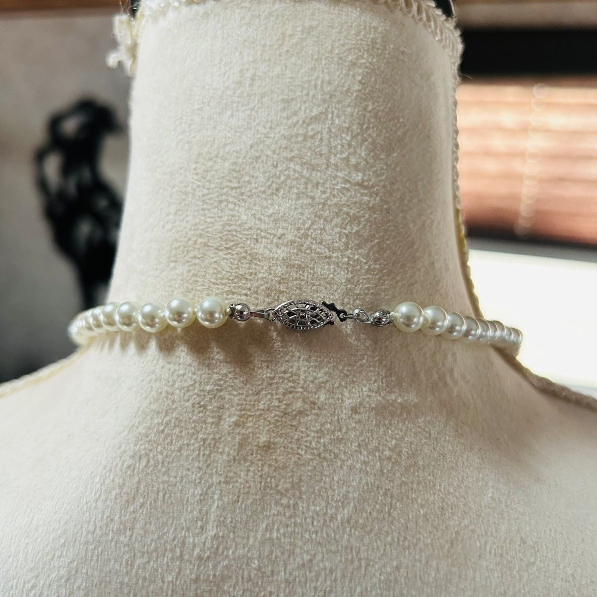 Vintage Vintage classic white glass hand knotted pearl 925 necklace Size ONE SIZE - 5 Thumbnail