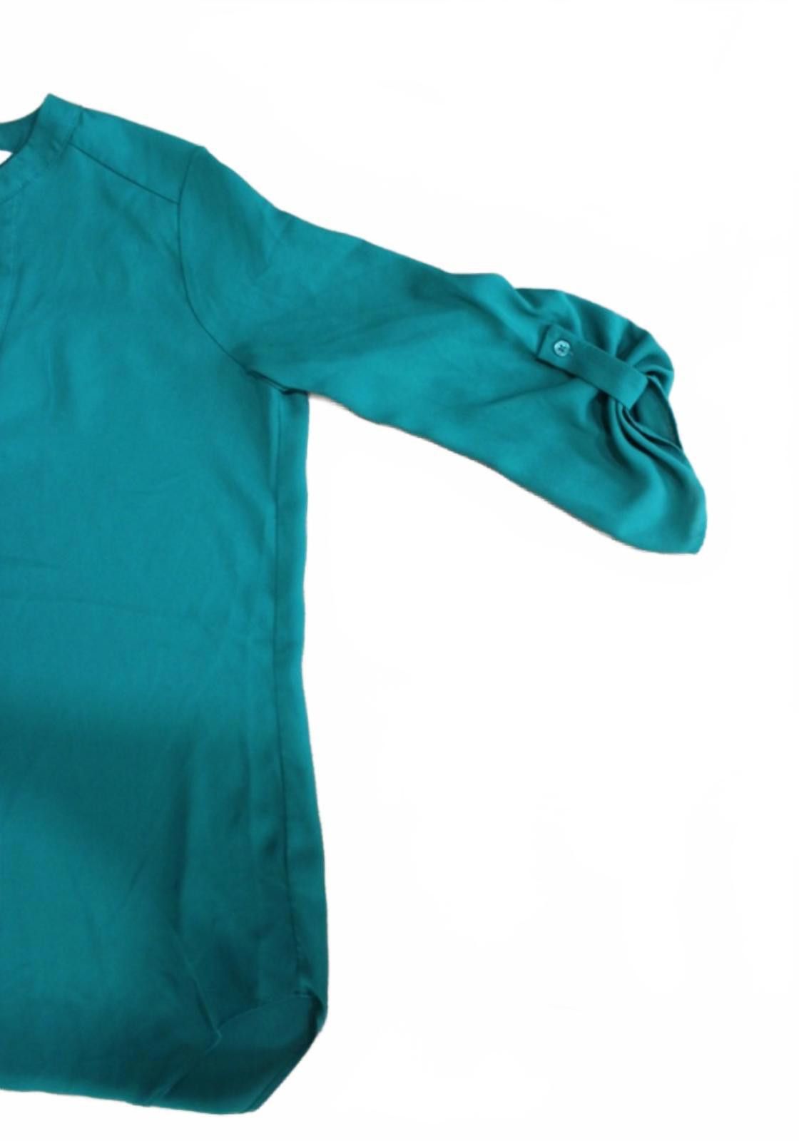 Decree Decree Teal Long Sleeve V-Neck Blouse w Buttoned Sleeve XS Size XS / US 0-2 / IT 36-38 - 4 Thumbnail