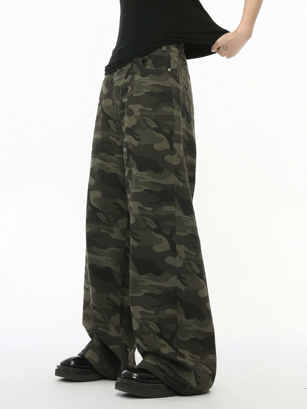 Jean American retro street camouflage straight wide-leg jeans Size US 32 / EU 48 - 2 Thumbnail