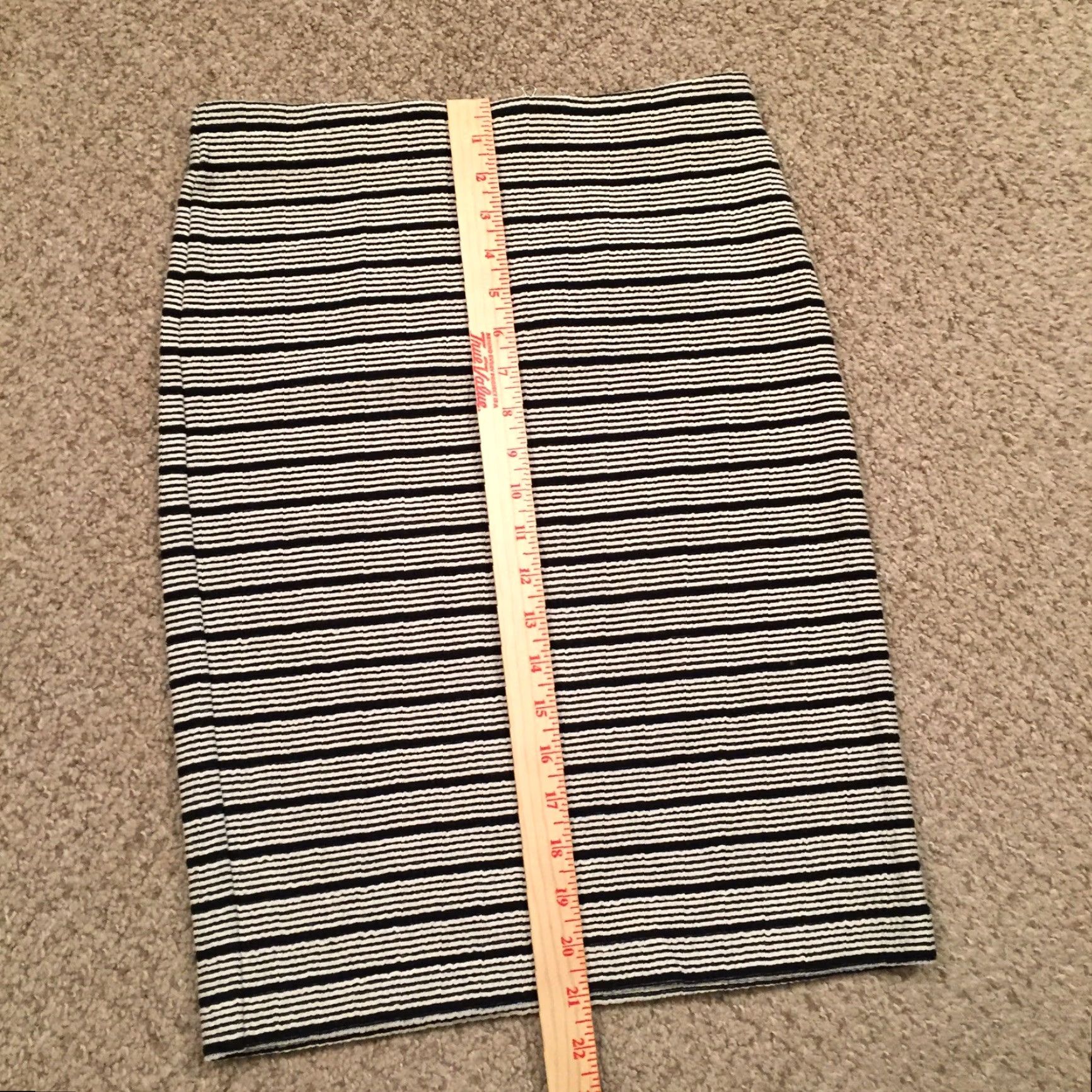 Loft LOFT Skirt XS Knee Length Unlined Pull On Black White Striped Cotton Blend Elastic Waist Vintage No (No) Size 26" / US 2 / IT 38 - 4 Thumbnail