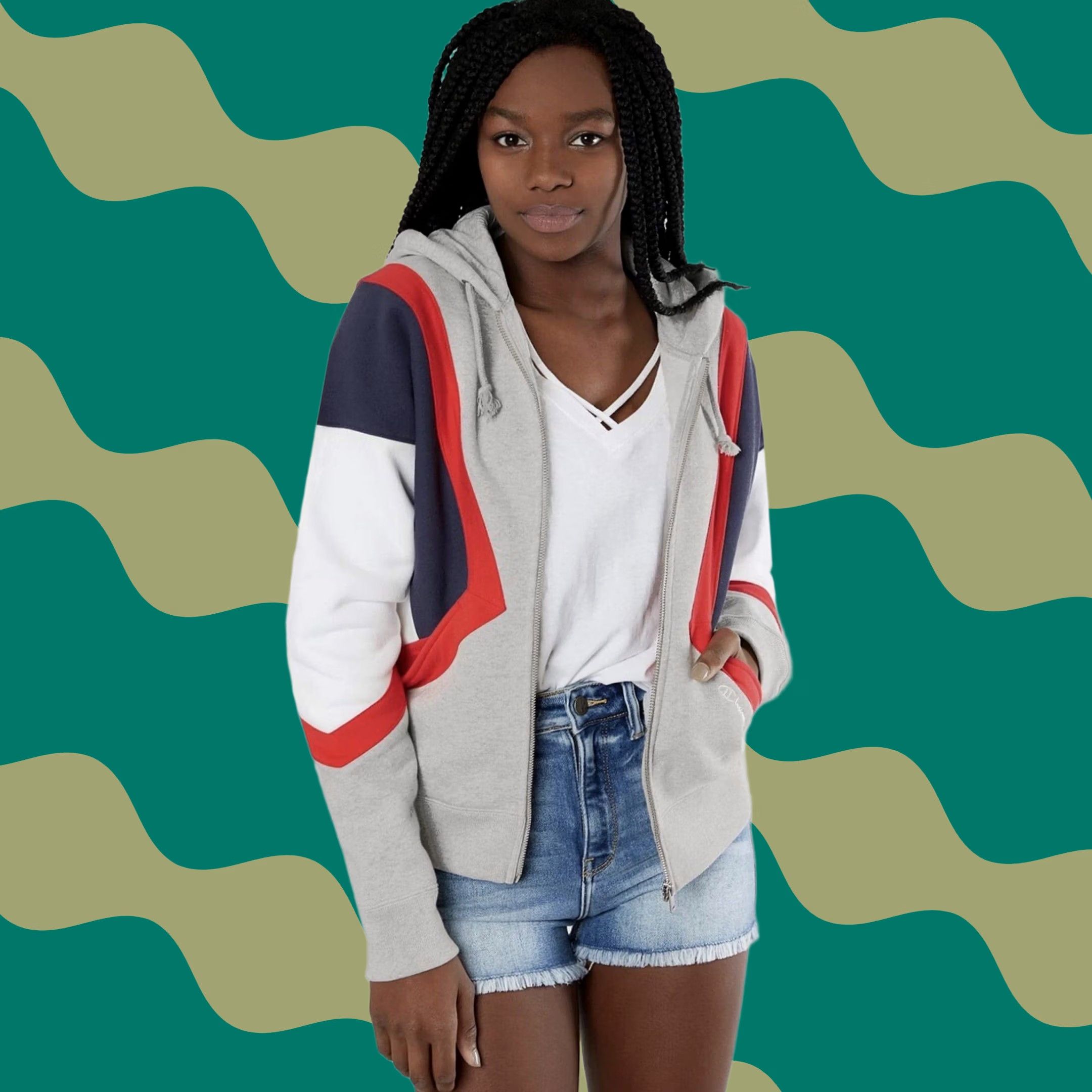 Champion Champion Sweatshirt Colorblock Reverse Weave Zip Hooded M Womens multicolor USA Logo Embroidered Pockets Long Sleeve Size M / US 6-8 / IT 42-44 - 1 Thumbnail