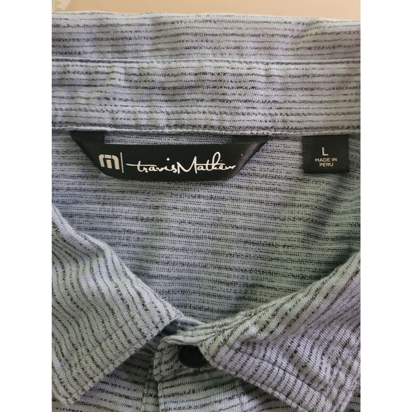 TravisMathew Travis Mathew Men's L Polo Faded Denim Pima Cotton Blend Size US L / EU 52-54 / 3 - 8 Thumbnail