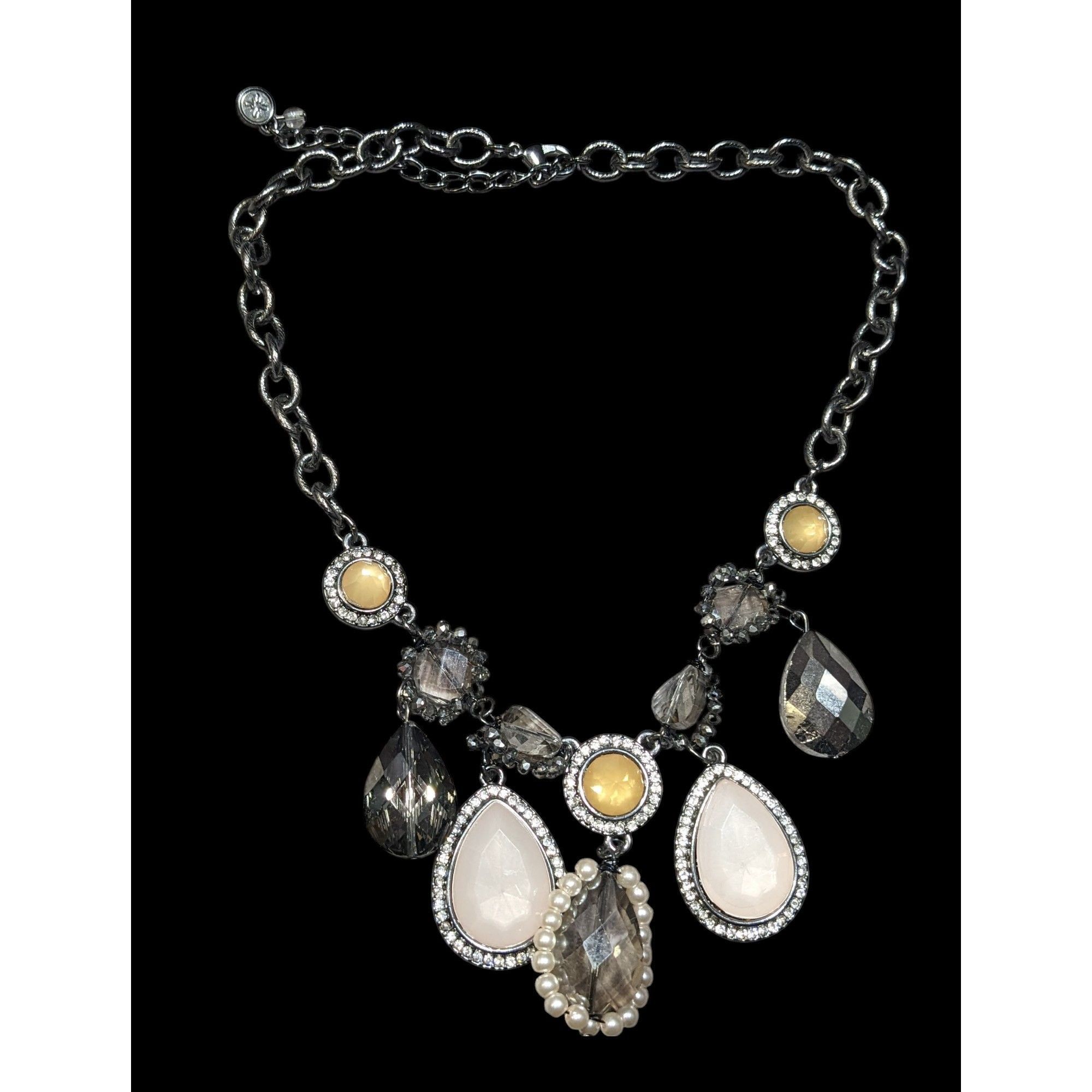 Vera Wang Simple Vera Vera Wang Gemmed Teardrop Fringe Necklace Size ONE SIZE - 1 Thumbnail