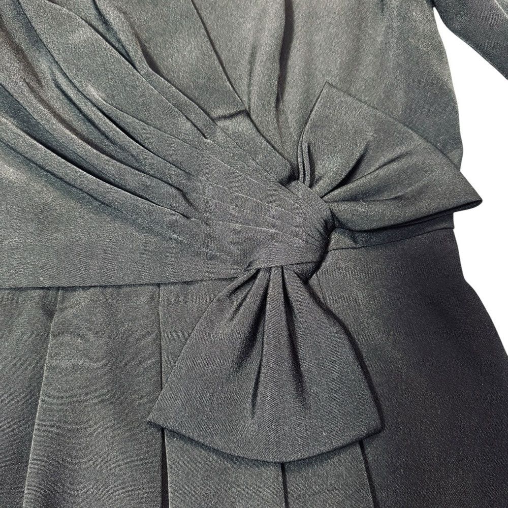 Other Vintage Joan Leslie Black Long Sleeve V-Neck Side Bow Detai Size L / US 10 / IT 46 - 5 Thumbnail