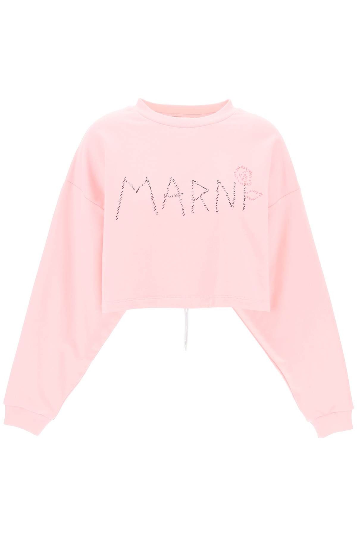 image of Marni "organic Cotton Sweatshirt With Hand-Embroid in Magnolia, Women's (Size Medium)
