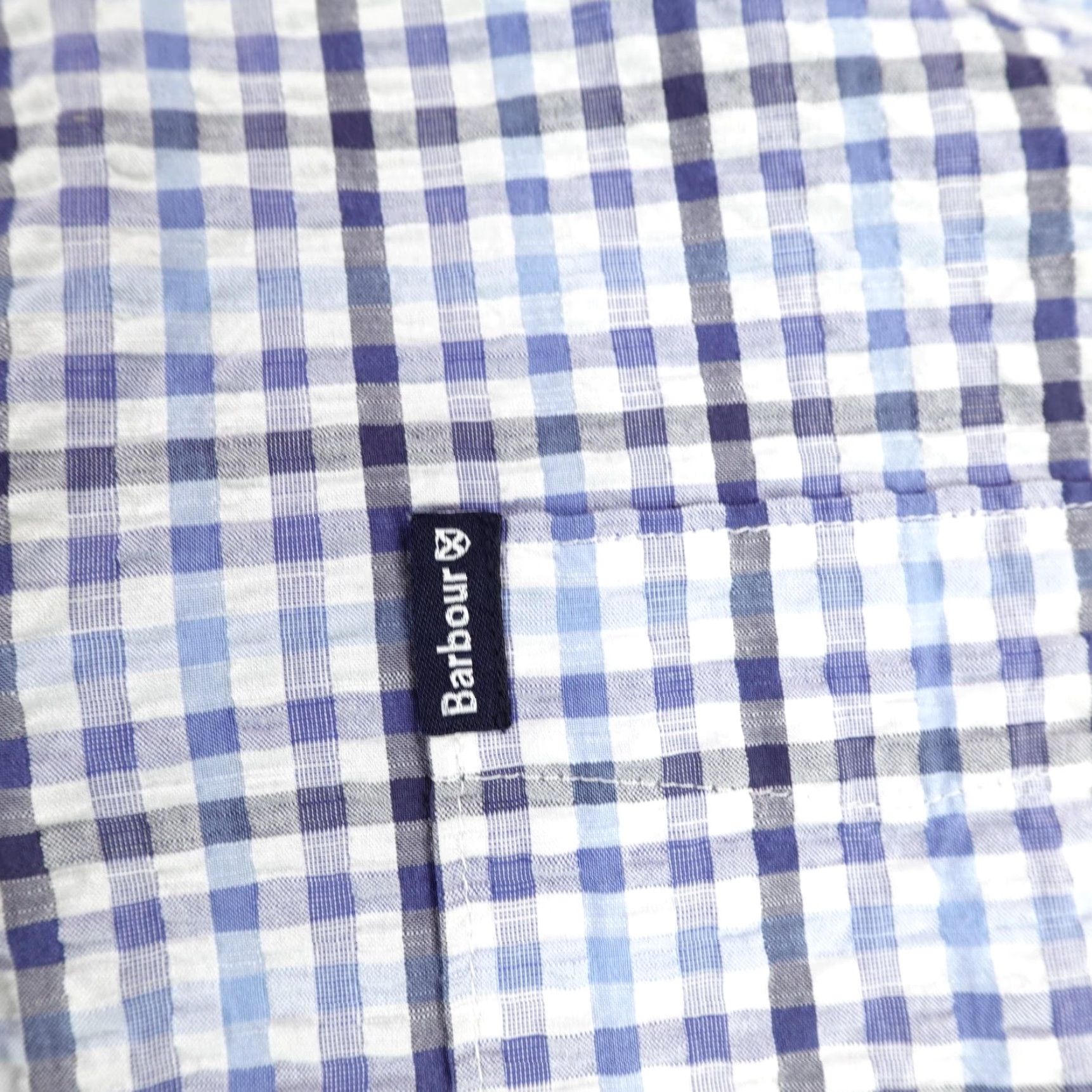 Barbour Barbour Mens Shirt XL Short Sleeve Cotton Seersucker Plaid Casual Summer Classic Blue Size US XL / EU 56 / 4 - 3 Thumbnail