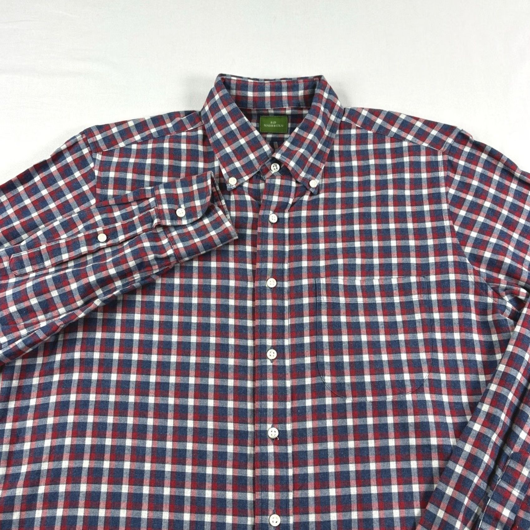 Sid Mashburn Sid Mashburn Flannel Shirt Mens M Blue Red Plaid Button-Up Casual Preppy Size US M / EU 48-50 / 2 - 2 Thumbnail