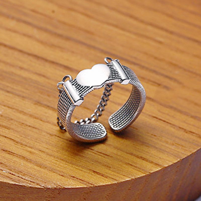 Jewelry Creative Love Heart Chain Rings Size ONE SIZE - 3 Thumbnail