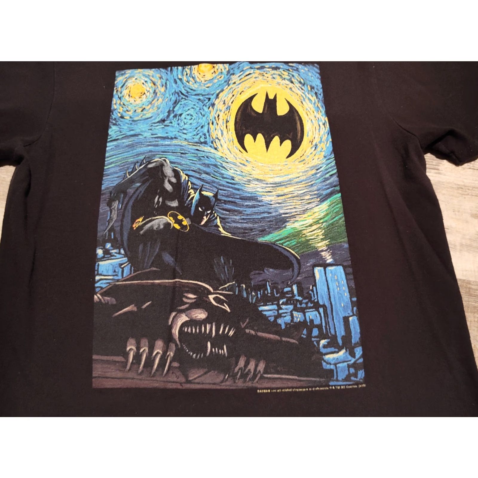 Delta VINTAGE DC Comics Batman Starry Night Van Gogh Graphic Print T-Shirt Men M Black Comics 90s Size US M / EU 48-50 / 2 - 3 Thumbnail
