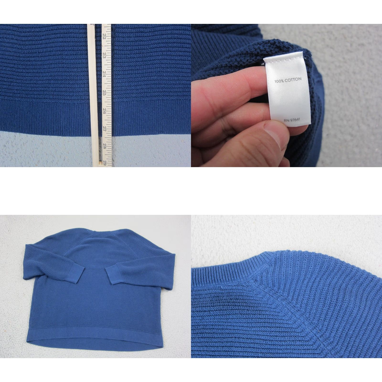 J. Jill J.Jill Sweater XL Blue V-Neck Dolman-Sleeve Pullover Cotton Womens Knit Pullover Casual Blue XL Womens Pullover Sweater Size XL / US 12-14 / IT 48-50 - 8 Thumbnail