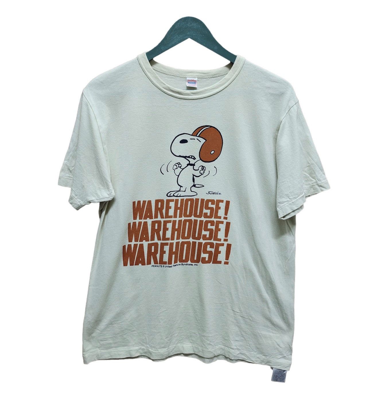 image of Freewheelers x Toyo Enterprises Vintage Warehouse X Snoopy Peanut T-Shirt in Light Yellow (Size Med
