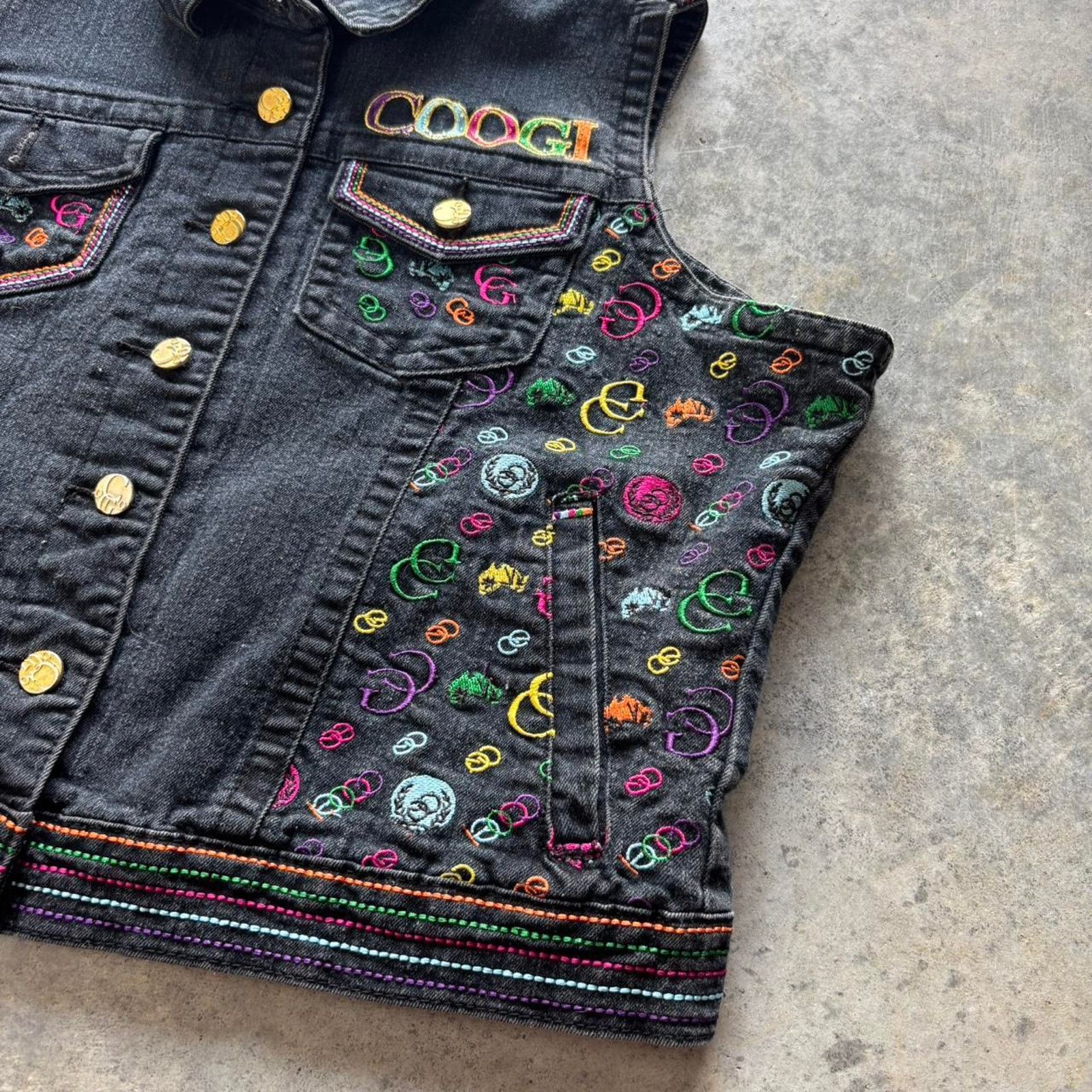 Coogi × Juicy Couture × Vintage Y2K Coogi Embroidered Denim Cropped Vest Size S / US 4 / IT 40 - 2 Thumbnail
