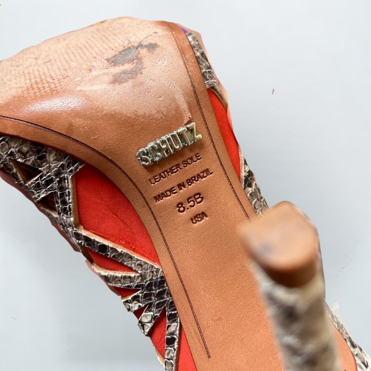 SCHUTZ Schutz Multicolor Snakeskin Lace-Up Heels – Women’s US 8.5 Size US 8.5 / IT 38.5 - 4 Thumbnail
