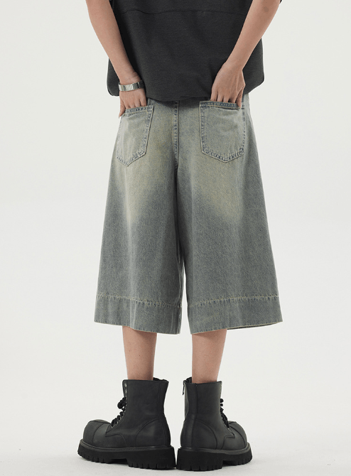 Japanese Brand × Jean American retro washed loose distressed denim shorts Size US 32 / EU 48 - 4 Thumbnail