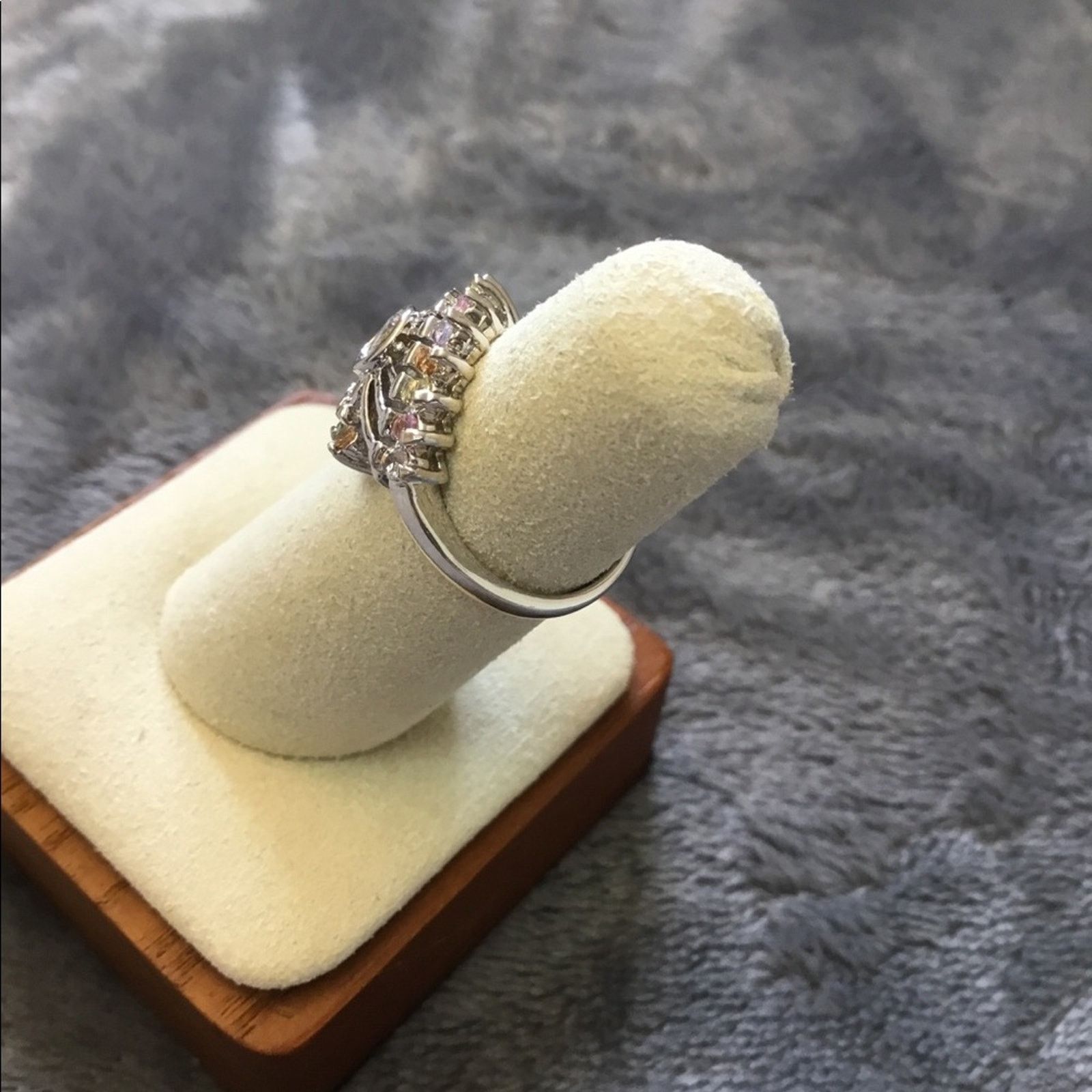 Other Silver Fan Shape Rainbow Crystals Ring Size ONE SIZE - 5 Thumbnail