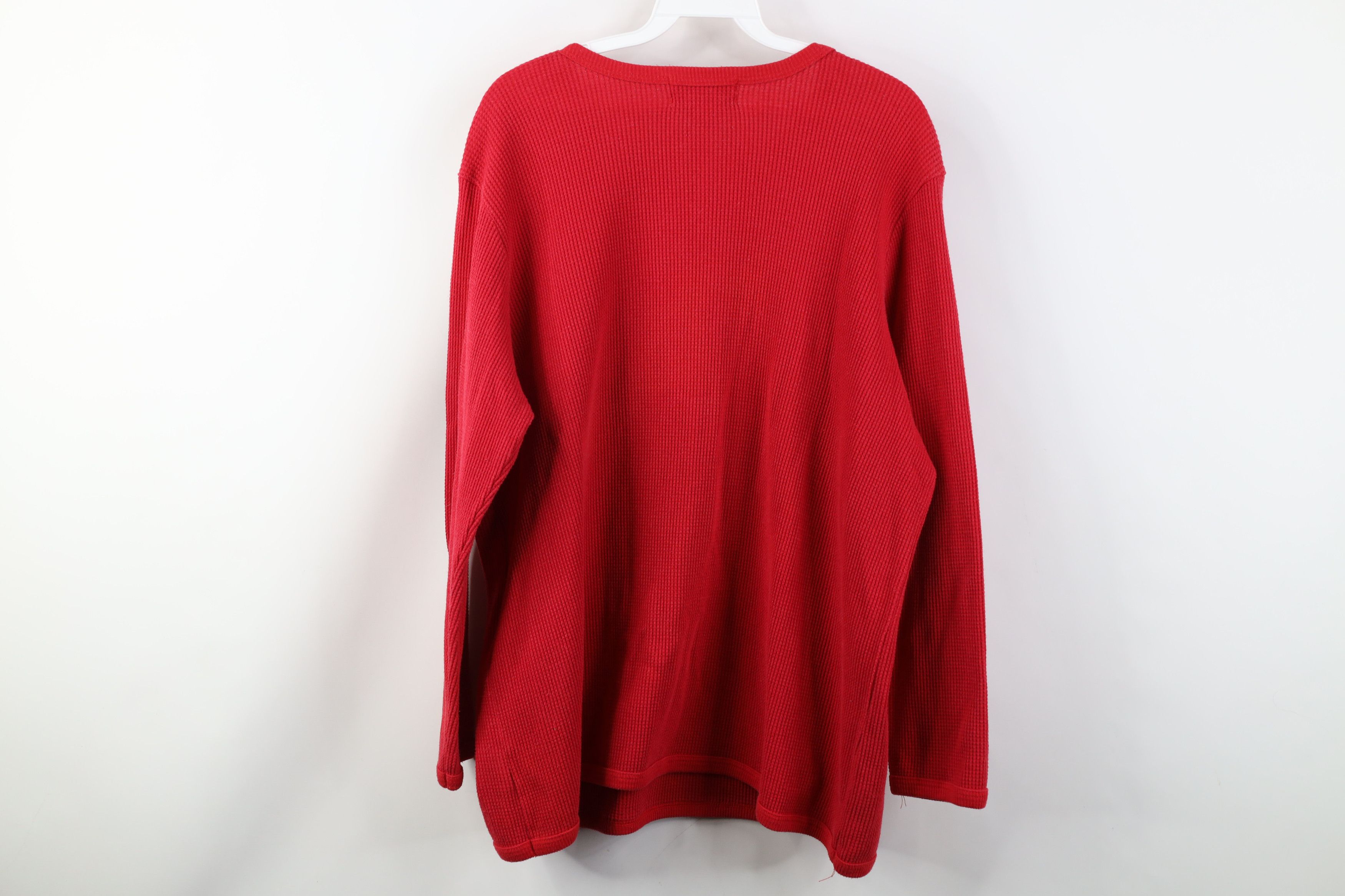 Vintage Vintage 90s Streetwear Waffle Knit Long Sleeve T-Shirt Red Size US L / EU 52-54 / 3 - 8 Thumbnail