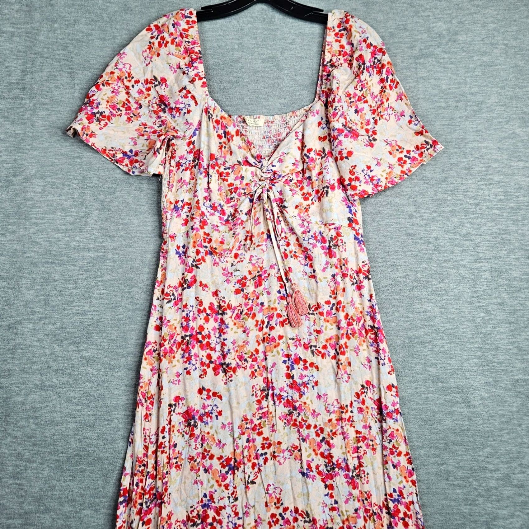 Vintage Love Stitch Women's Pink Floral Maxi Short Sleeve Dress L Size 36" / US 14 / IT 50 - 7 Thumbnail