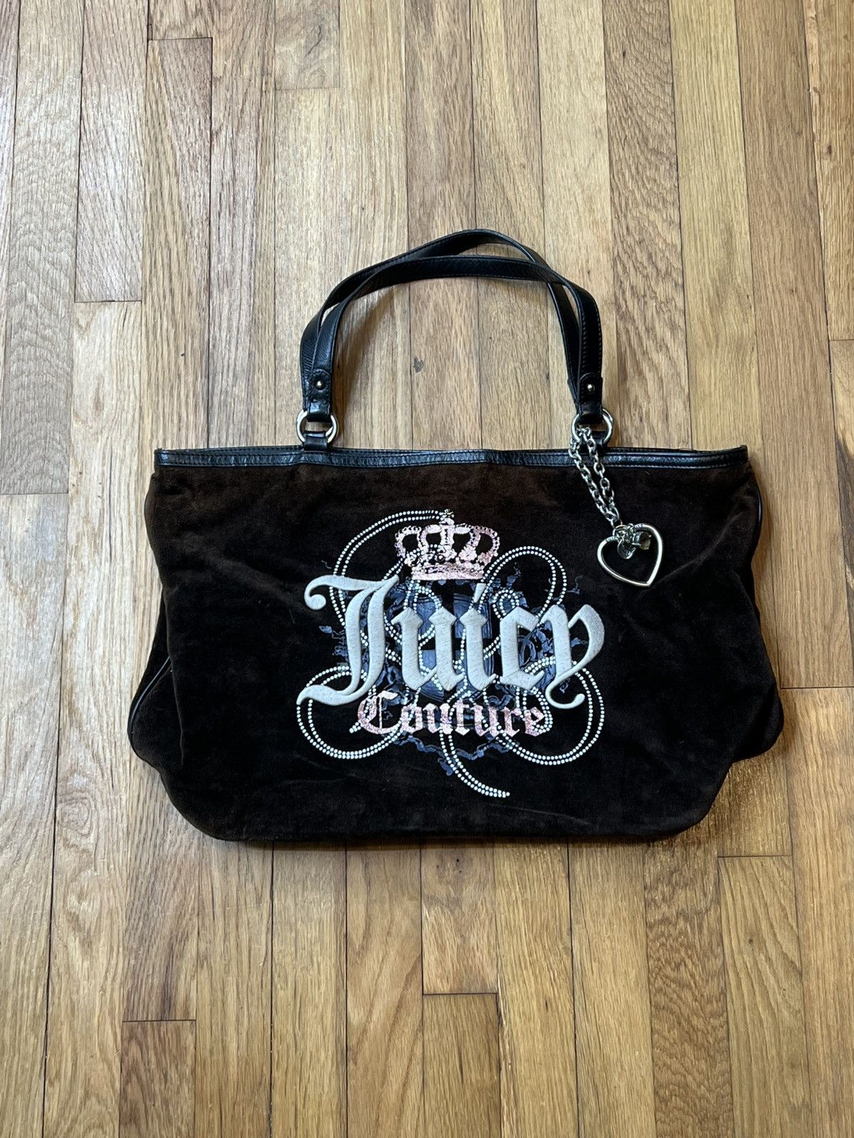 Juicy Couture Juicy Couture Rare Vintage Brown Velour Crown Tote Handbag Size ONE SIZE - 8 Thumbnail