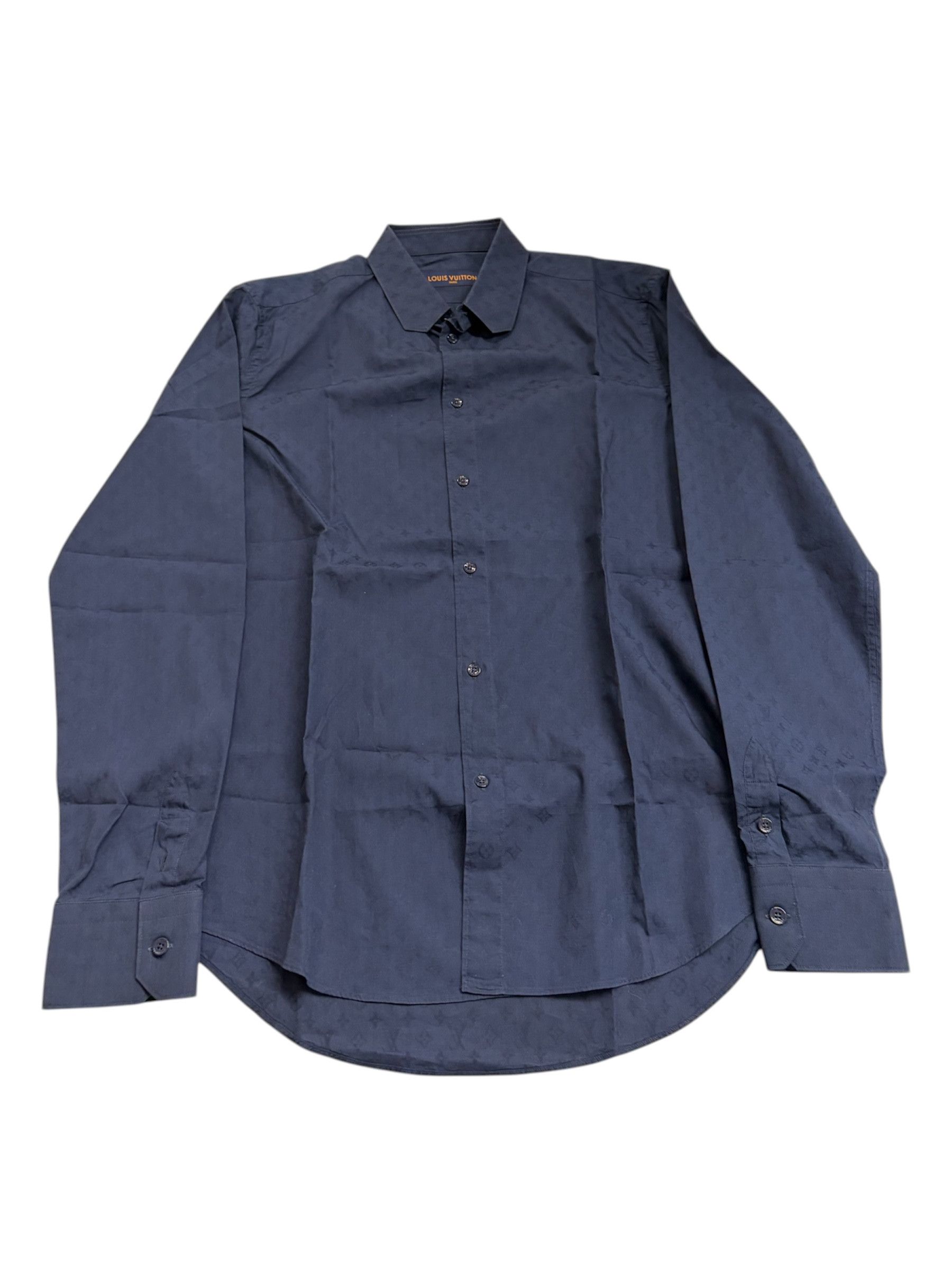 Louis Vuitton Monogram Button Up Long Sleeve Shirt Navy Size US XL / EU 56 / 4 - 1 Thumbnail