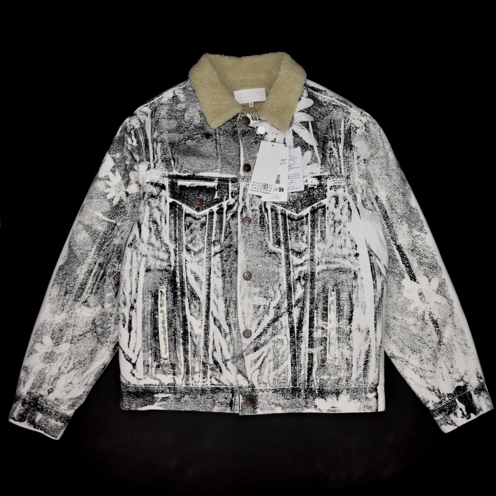 MM6 × Maison Margiela Maison Margiela MM6 Painted Denim Trucker Jacket Shearling Size US S / EU 44-46 / 1 - 1 Thumbnail