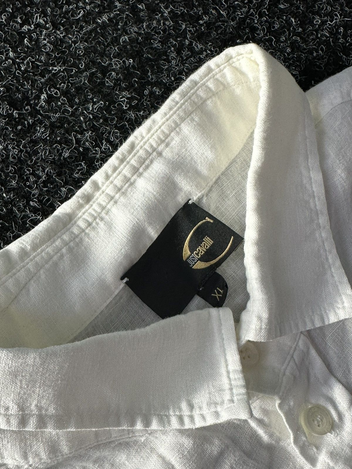 Just Cavalli × Vintage RARE🚨 SS04 Just Cavalli White Eroded Floral Shirt metal logo Size US XL / EU 56 / 4 - 5 Thumbnail