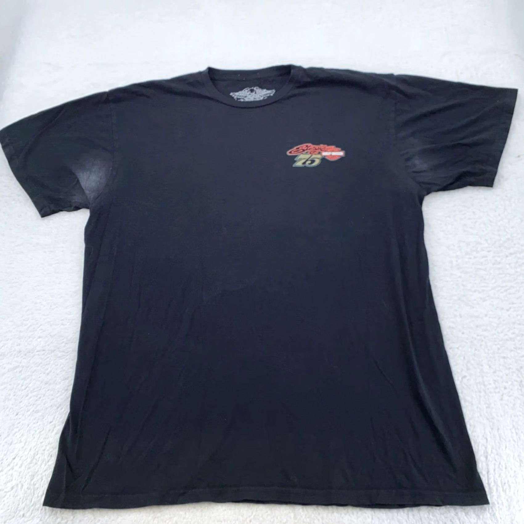 Harley Davidson Harley-Davidson Shirt Mens L Black Graphic Print 75th Anniversary Sturgis 2015 Tee Size US L / EU 52-54 / 3 - 3 Thumbnail