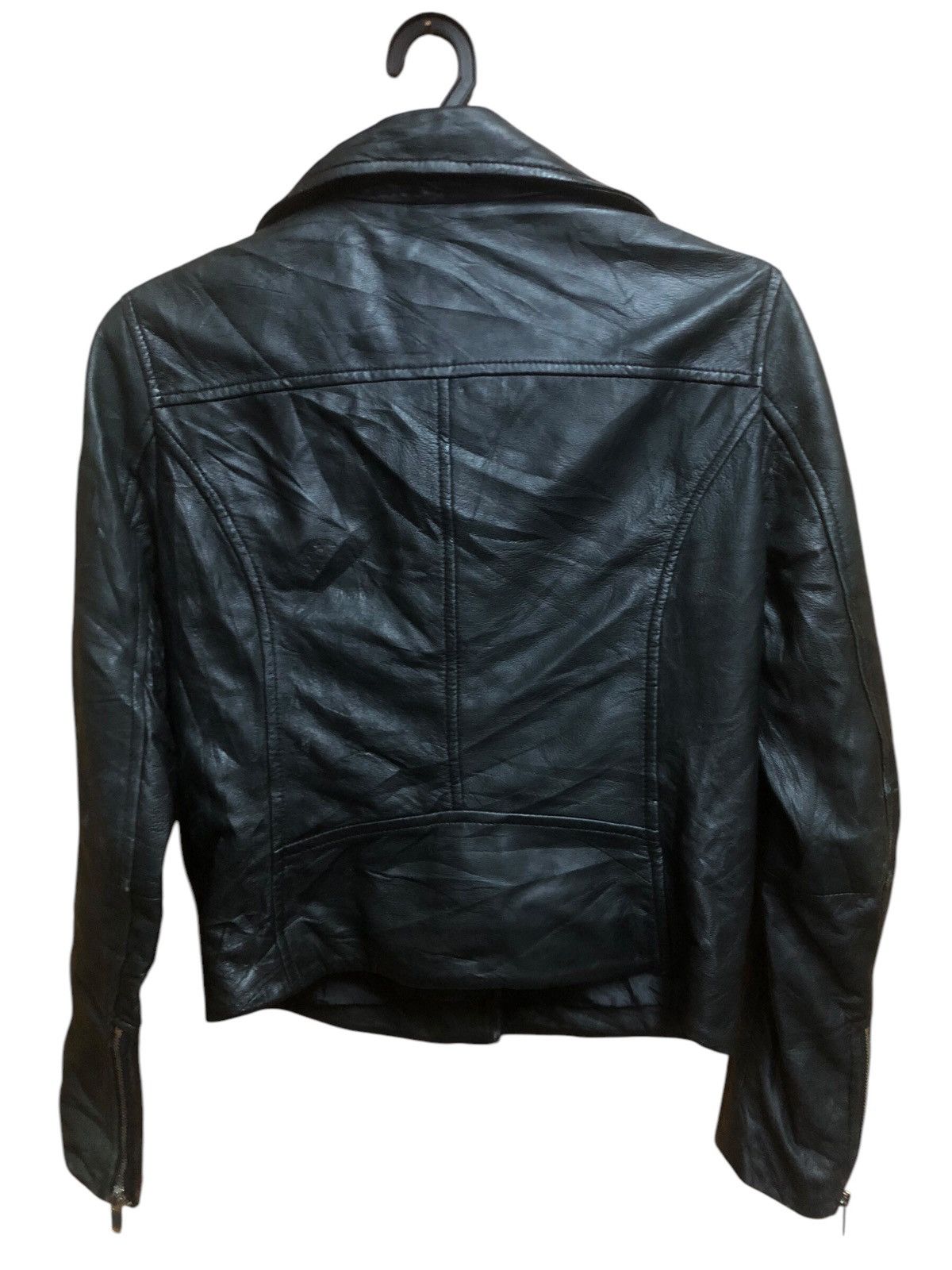 Zara Zara Sheep Leather Biker Punk Rockabilly Cropped Jacket Size XS / US 0-2 / IT 36-38 - 2 Thumbnail