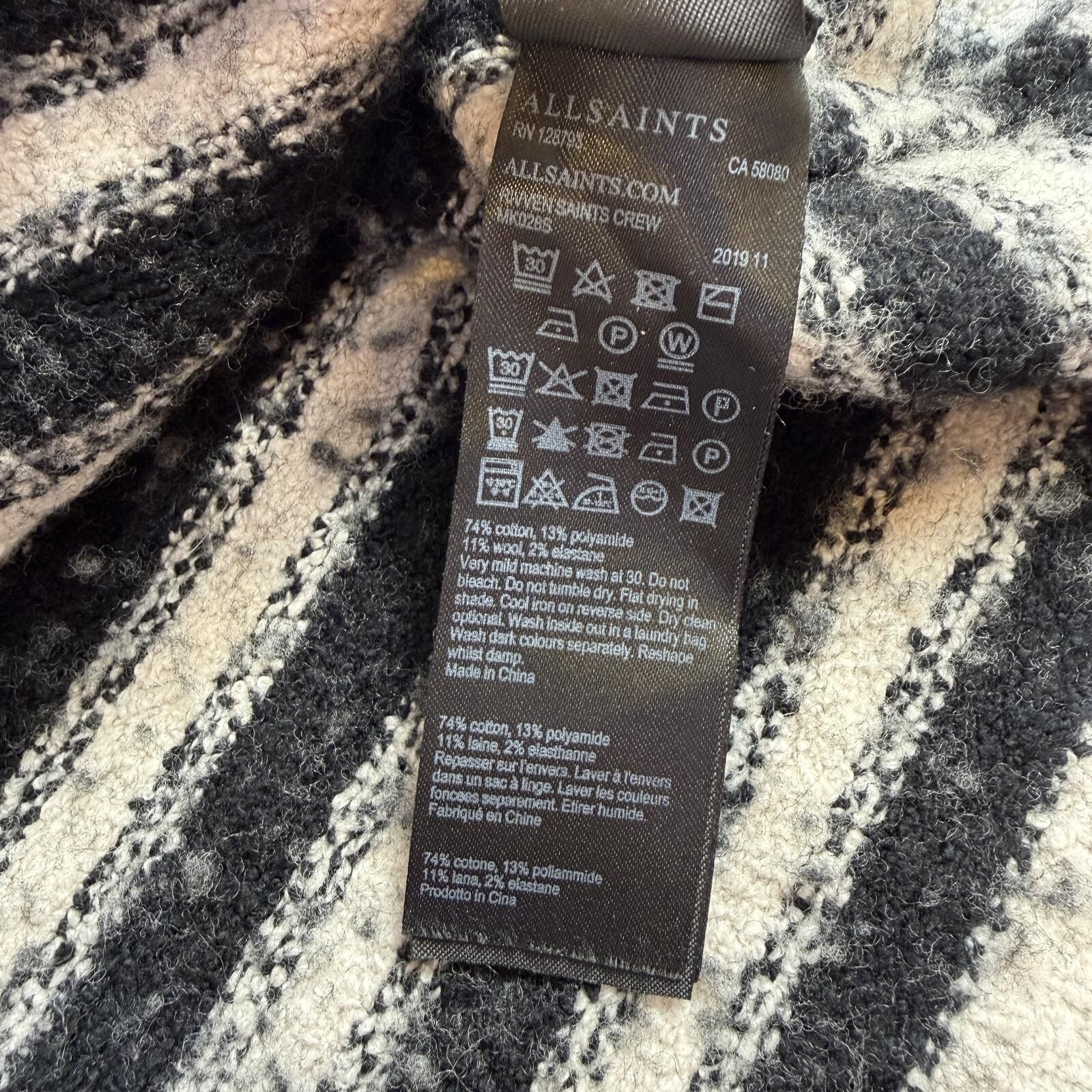 Allsaints AllSaints Womens Oversized Striped Wool Blend Sweater XS Size XS / US 0-2 / IT 36-38 - 6 Thumbnail