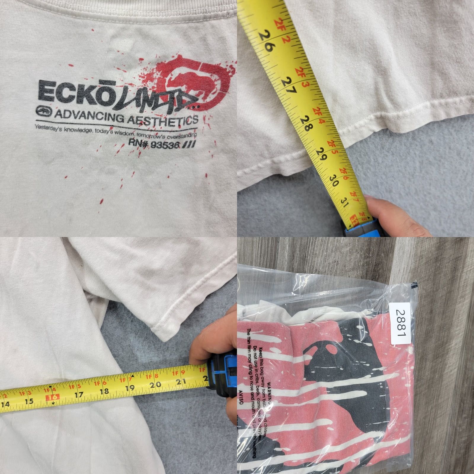 Ecko Unltd. Ecko Unltd Shirt Adult XL White Short Sleeve Crew Neck Distressed Vintage Men Tee Size US XL / EU 56 / 4 - 8 Thumbnail