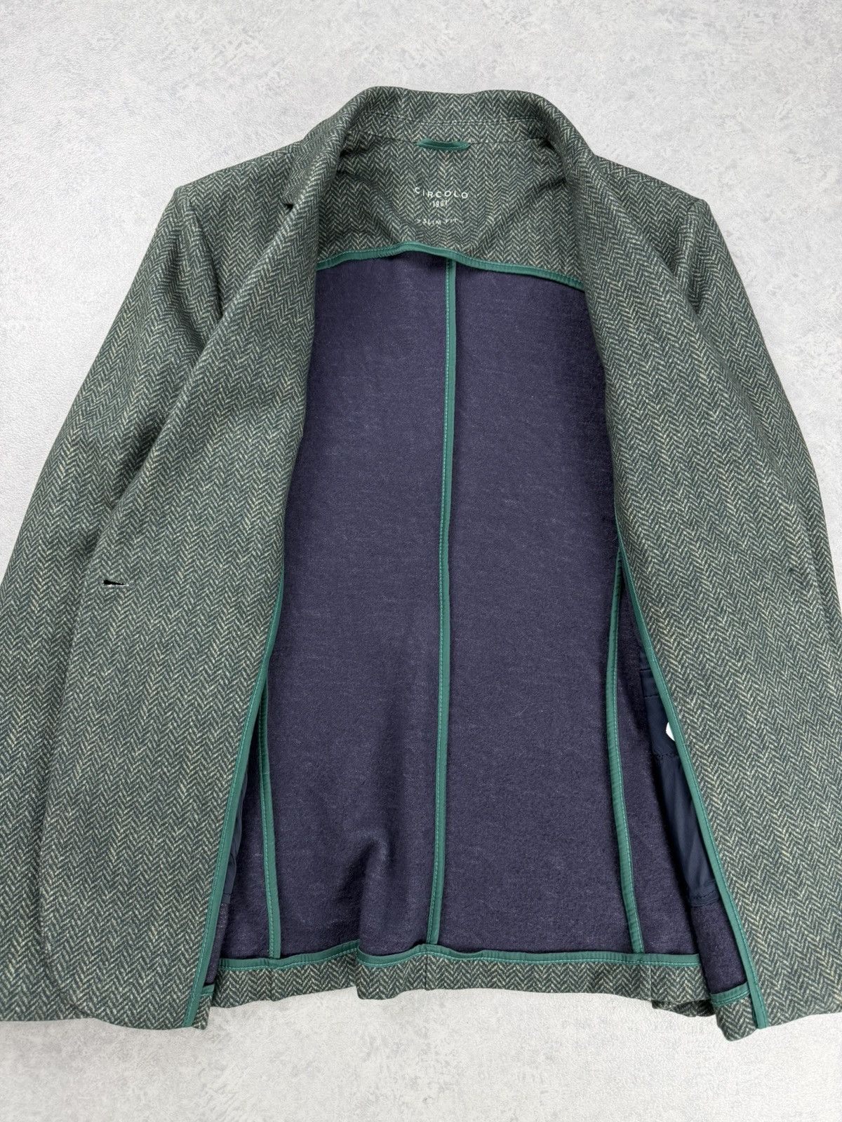 Circolo 1901 Circolo 1901 Womens Jersey Blazer Green Herringbone Size 46 Size L / US 10 / IT 46 - 8 Thumbnail