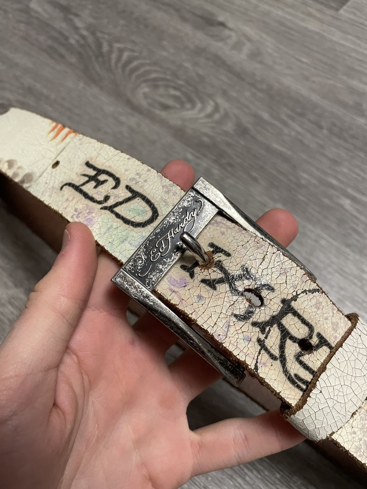 Ed Hardy Vintage Ed Hardy Tattoo Graphic Leather Belt Y2K Size ONE SIZE - 6 Thumbnail