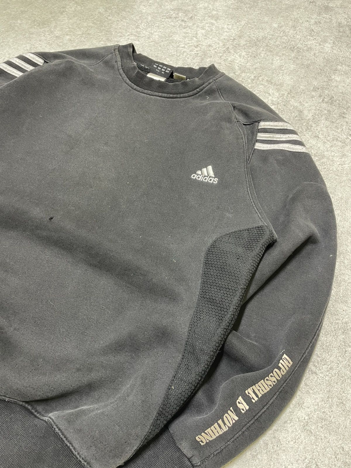 Adidas × Japanese Brand × Le Grande Bleu (L.G.B.) Distres sed Y2K Adidas Three-Stripe Black Sweatshirt Size US L / EU 52-54 / 3 - 3 Thumbnail