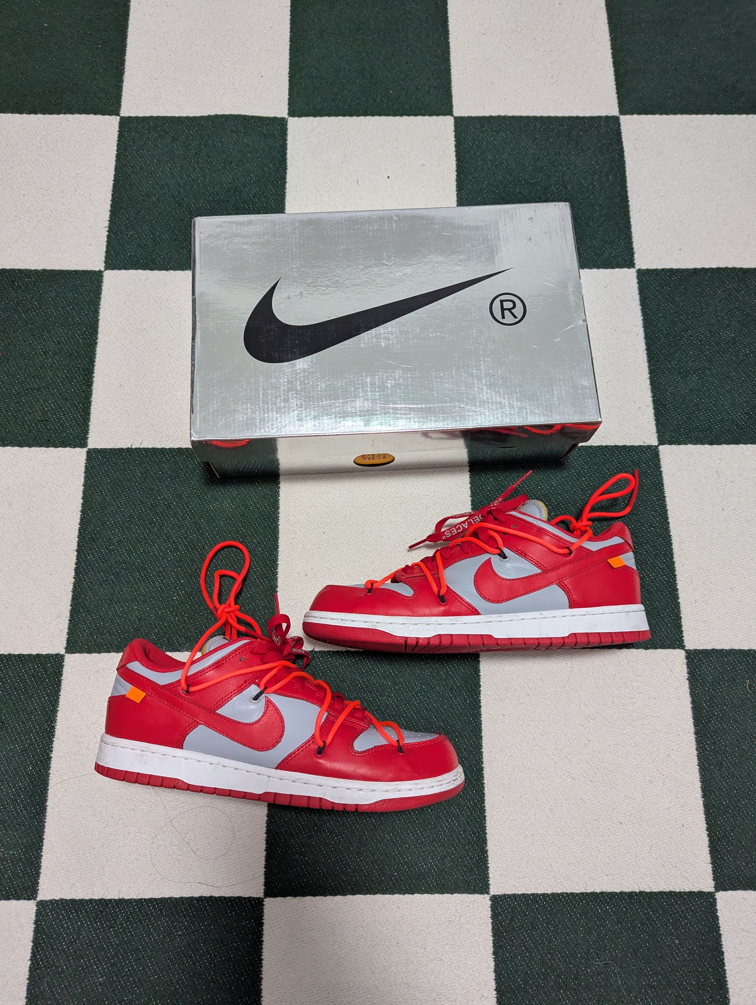 Nike × Off-White Nike Dunk Low Off White University Red Size US 9 / EU 42 - 1 Thumbnail