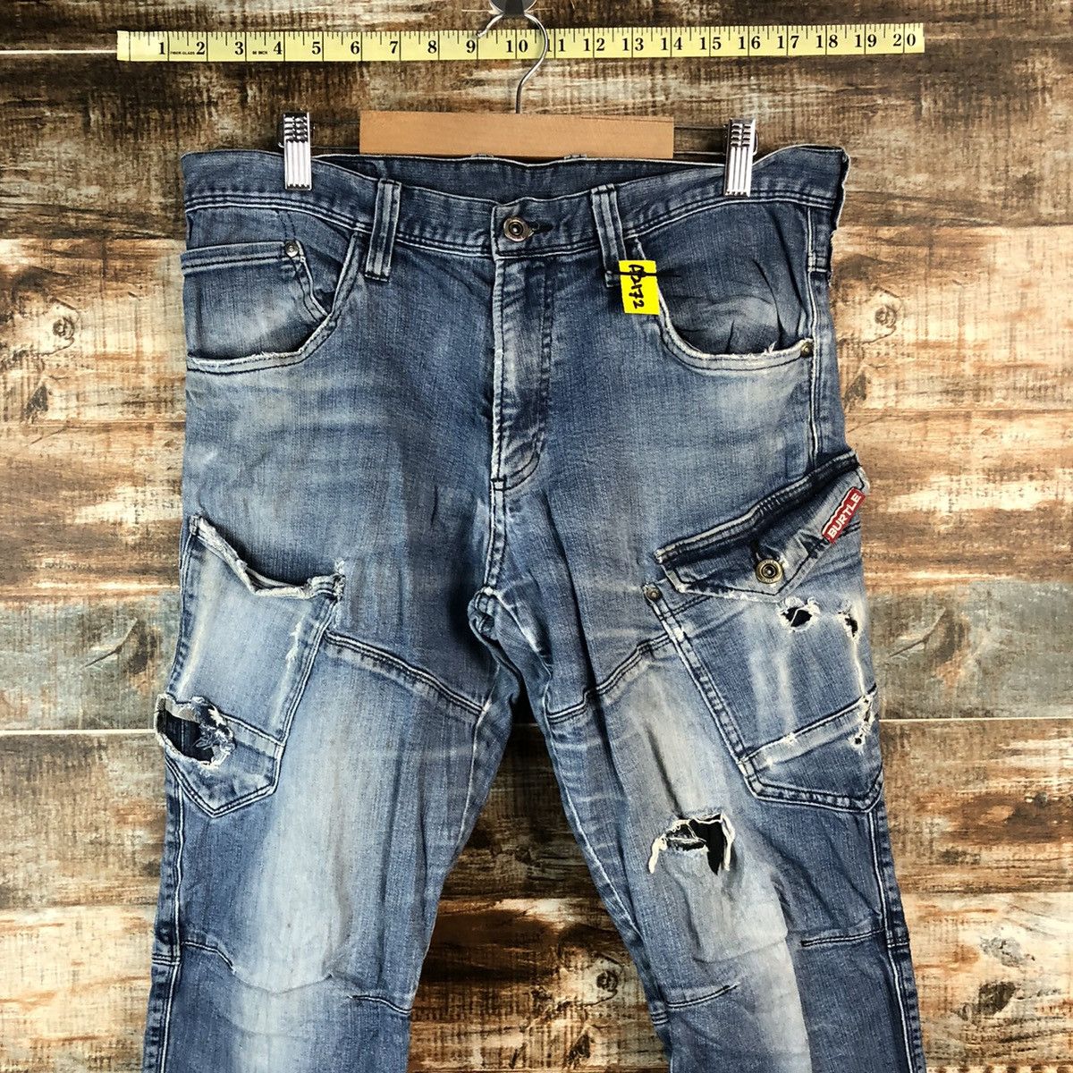 Japanese Brand Burtle Blue Distressed vintage Denim Pants #A2172 Size US 34 / EU 50 - 4 Thumbnail