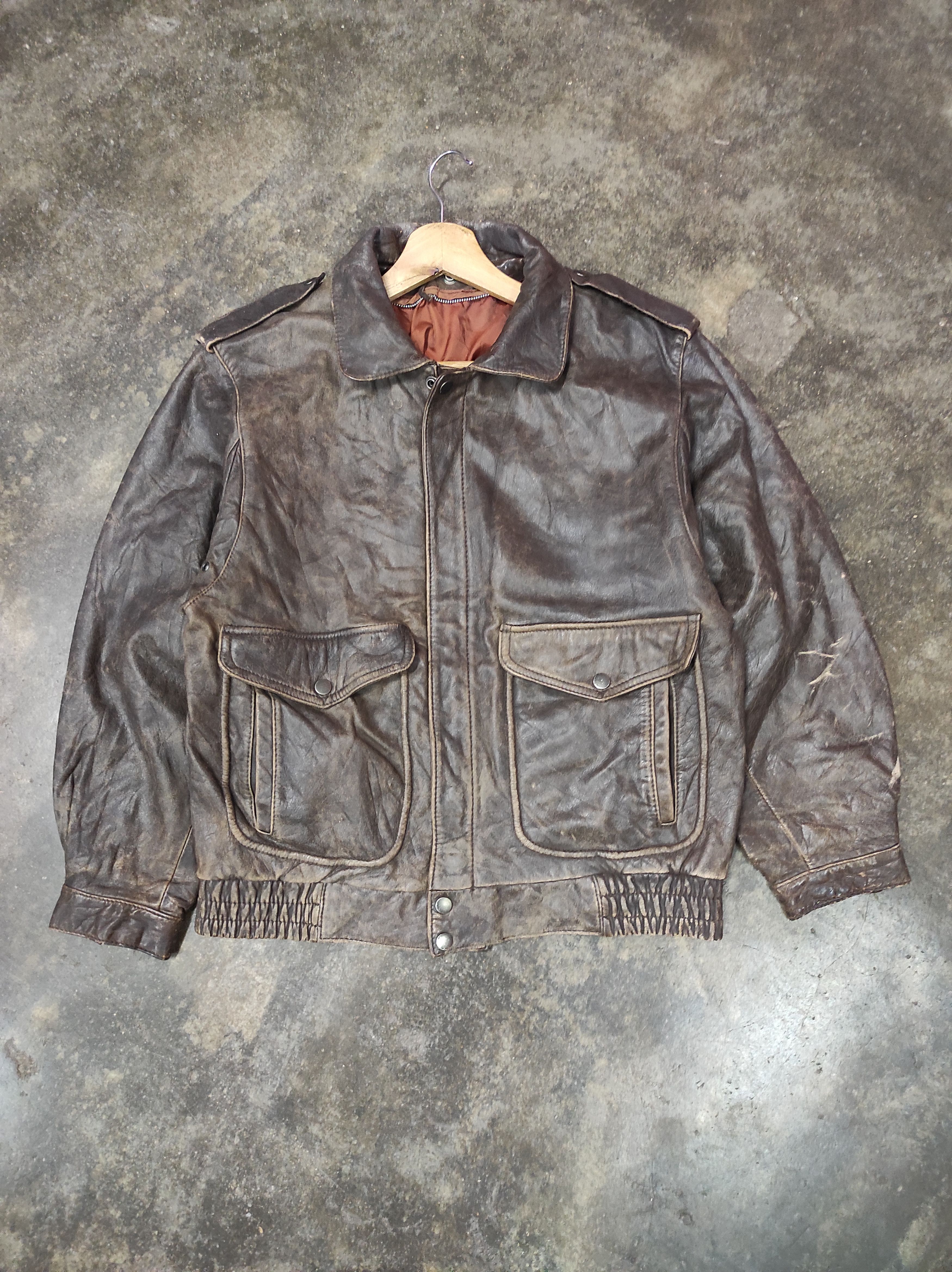 Genuine Leather × Vintage GENUINE LEATHER VTG BOMBER JACKET Size US M / EU 48-50 / 2 - 1 Thumbnail
