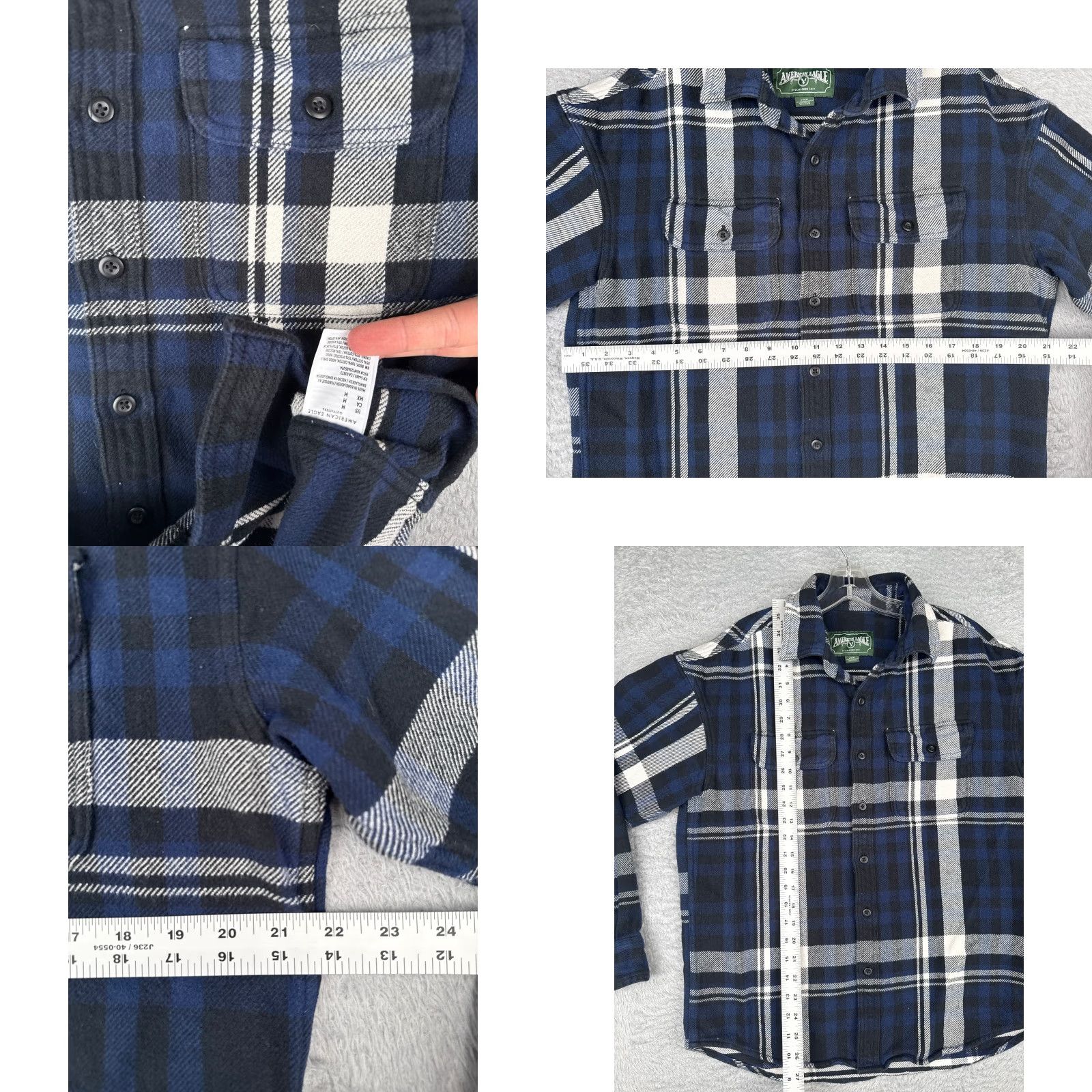 American Eagle Outfitters VINTAGE American Eagle Outfitters Shirt Men Medium Blue Flannel Plaid 100% Cotton Button Up READ Size US M / EU 48-50 / 2 - 8 Thumbnail