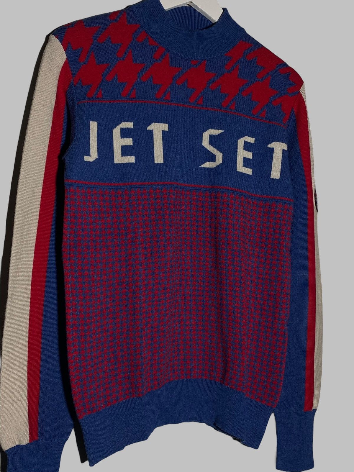 JET SET Jet Set St. Moritz Houndstooth Pattern Mock Neck Sweater Size US M / EU 48-50 / 2 - 3 Thumbnail