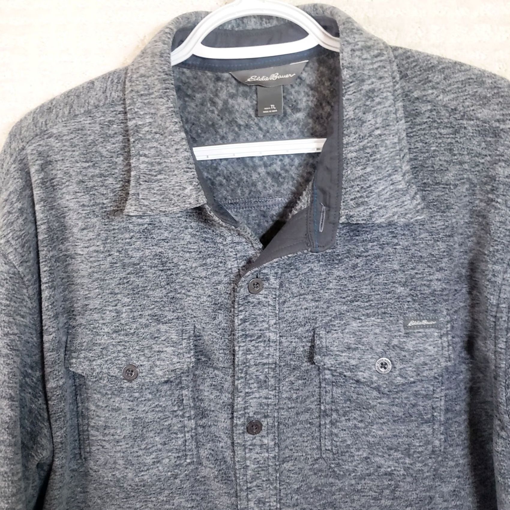 Eddie Bauer VINTAGE Eddie Bauer Shirt Mens LT Tall Gray Fleece Button Front Shirt Shacket Size US L / EU 52-54 / 3 - 3 Thumbnail