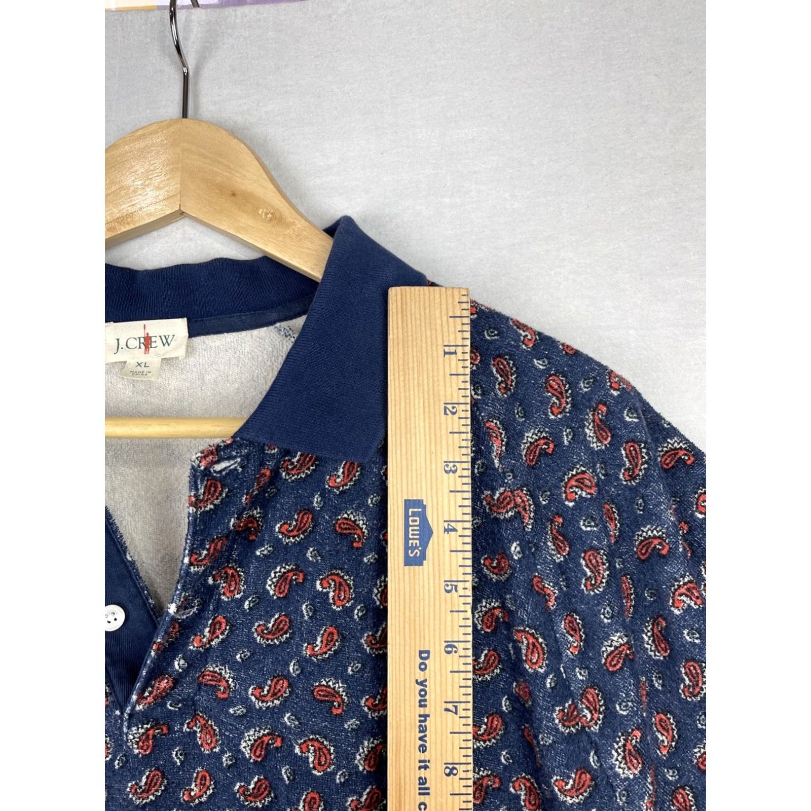 J.Crew J.CREW Polo Shirt Mens XL Blue Paisley Knit Toweling Oarsman Shirt Size US XL / EU 56 / 4 - 6 Thumbnail